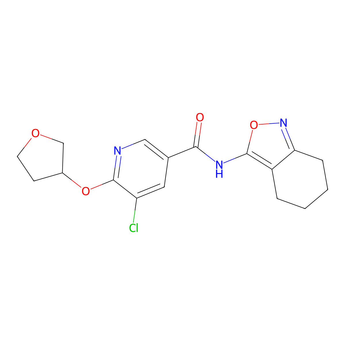 5-chloro-N-(4,5,6,7-tetrahydrobenzo[c]isoxazol-3-yl)-6-((tetrahydrofuran-3-yl)oxy)nicotinamide molecular structure, CAS 1904083-88-0
