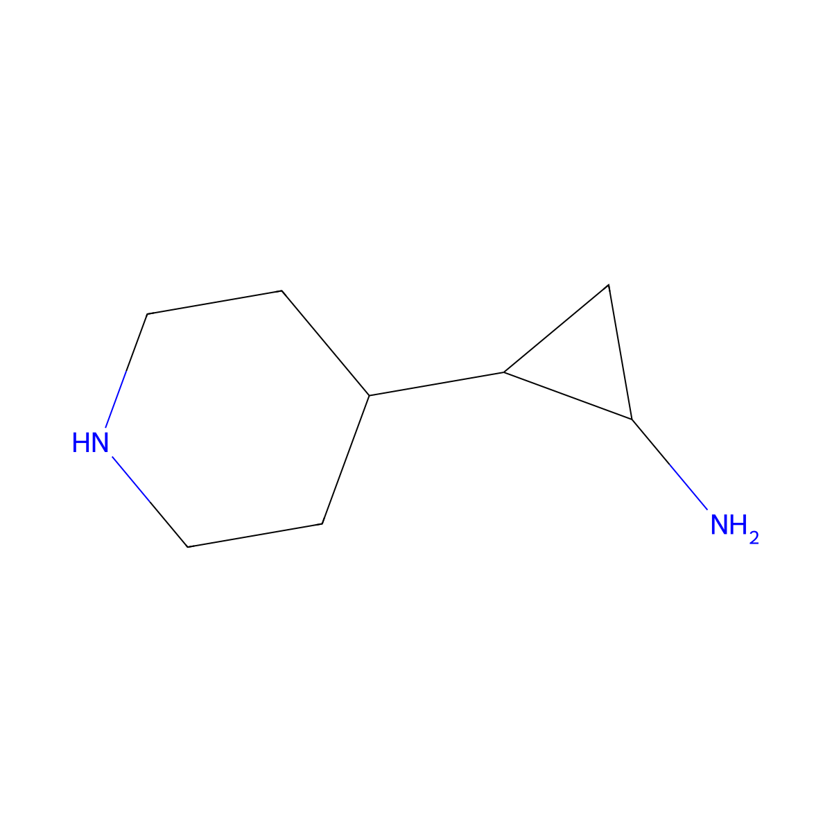 rac-(1R,2S)-2-(piperidin-4-yl)cyclopropan-1-amine molecular structure, CAS 1904085-47-7
