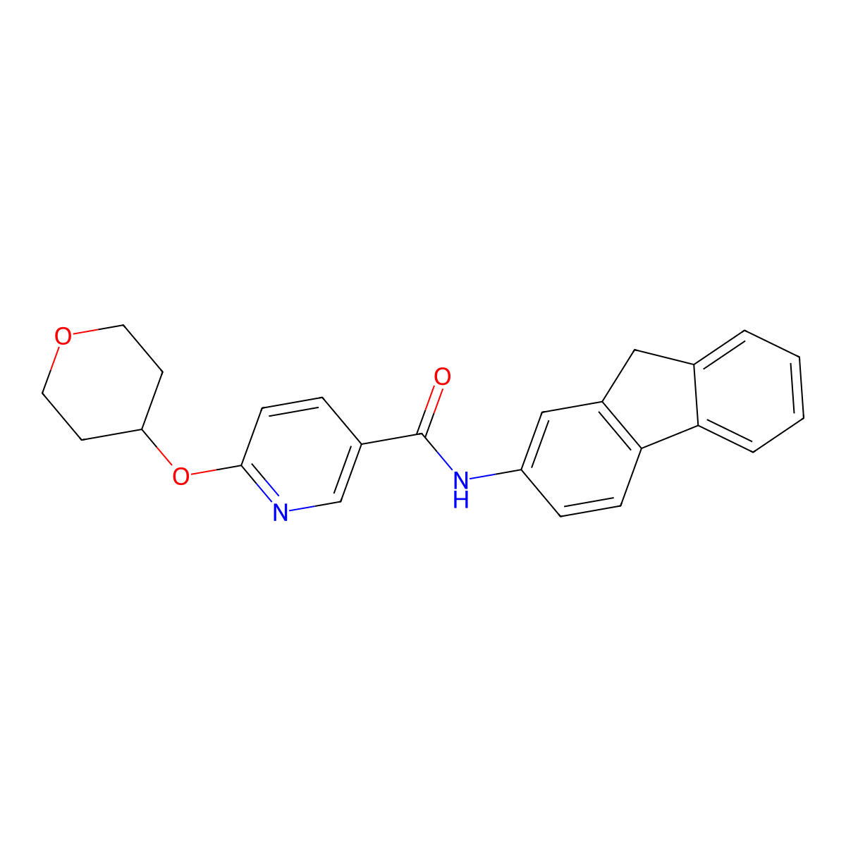 N-(9H-fluoren-2-yl)-6-((tetrahydro-2H-pyran-4-yl)oxy)nicotinamide molecular structure, CAS 1904085-95-5