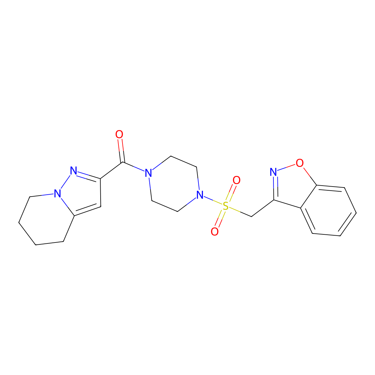 (4-((Benzo[d]isoxazol-3-ylmethyl)sulfonyl)piperazin-1-yl)(4,5,6,7-tetrahydropyrazolo[1,5-a]pyridin-2-yl)methanone molecular structure, CAS 1904087-14-4
