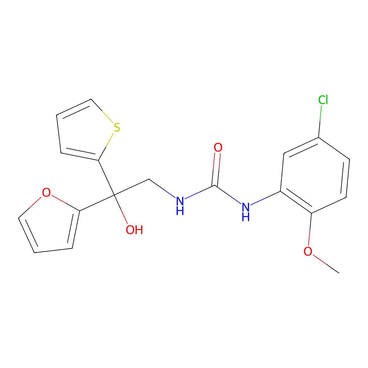 1-(5-Chloro-2-methoxyphenyl)-3-[2-(furan-2-yl)-2-hydroxy-2-(thiophen-2-yl)ethyl]urea molecular structure, CAS 1904087-52-0
