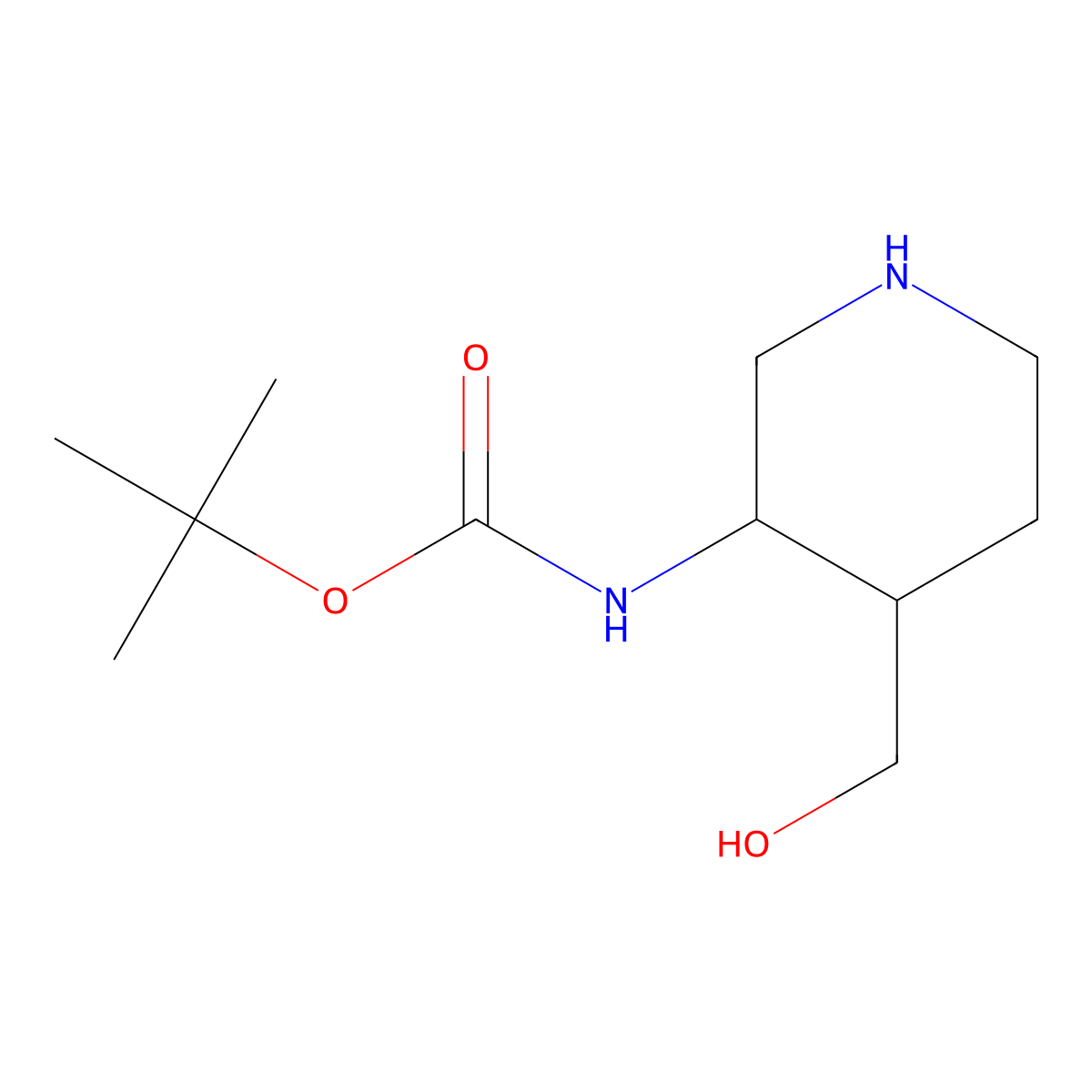 rac-tert-butyl N-[(3R,4S)-4-(hydroxymethyl)piperidin-3-yl]carbamate molecular structure, CAS 1904089-96-8