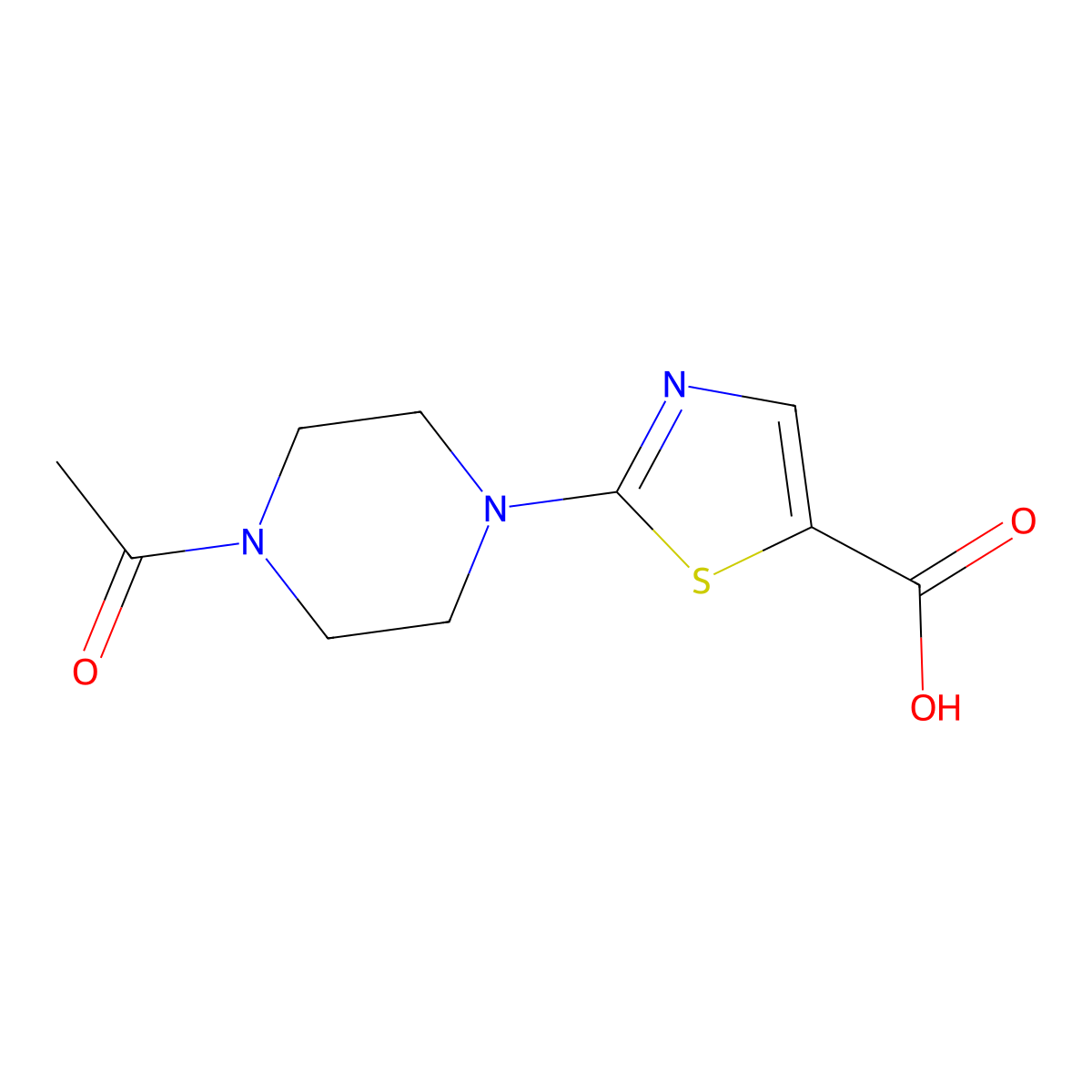 2-(4-Acetylpiperazin-1-yl)-1,3-thiazole-5-carboxylic acid molecular structure, CAS 1904091-27-5