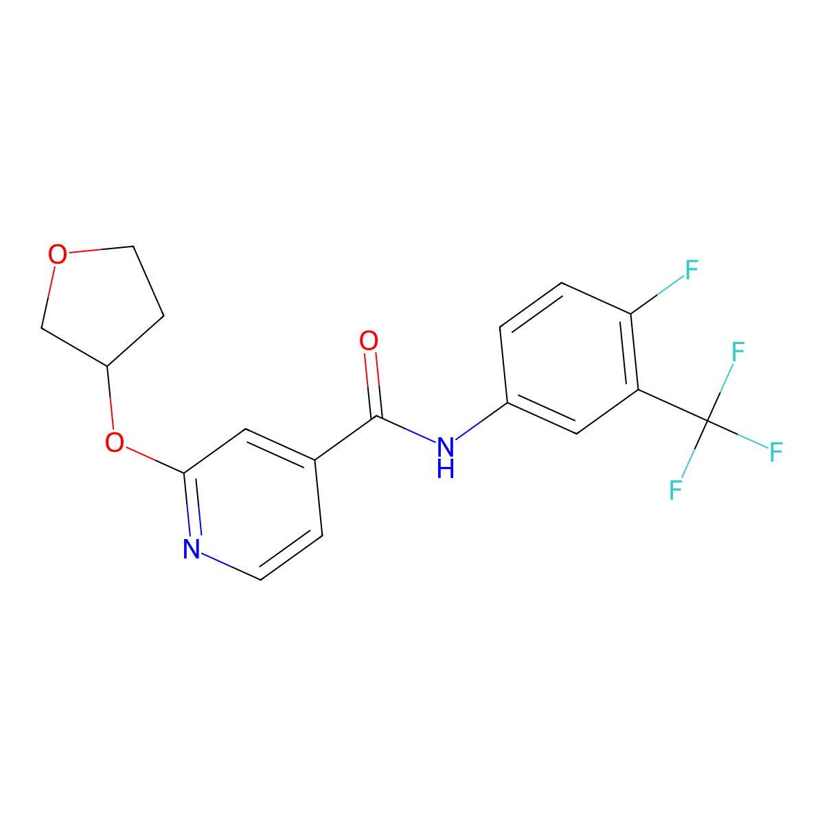 N-(4-fluoro-3-(trifluoromethyl)phenyl)-2-((tetrahydrofuran-3-yl)oxy)isonicotinamide molecular structure, CAS 1904091-45-7