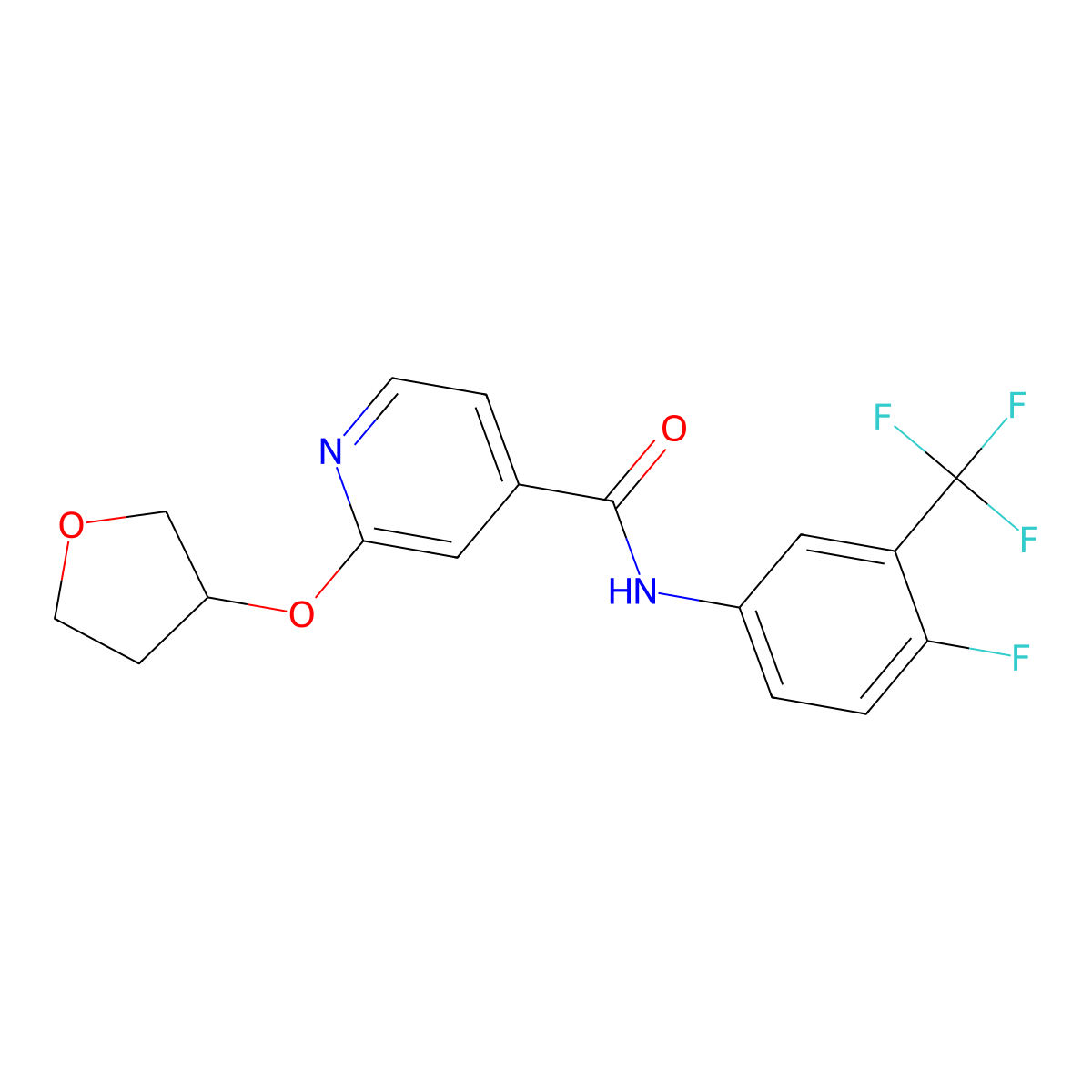 N-(4-fluoro-3-(trifluoromethyl)phenyl)-2-((tetrahydrofuran-3-yl)oxy)isonicotinamide molecular structure, CAS 1904091-45-7