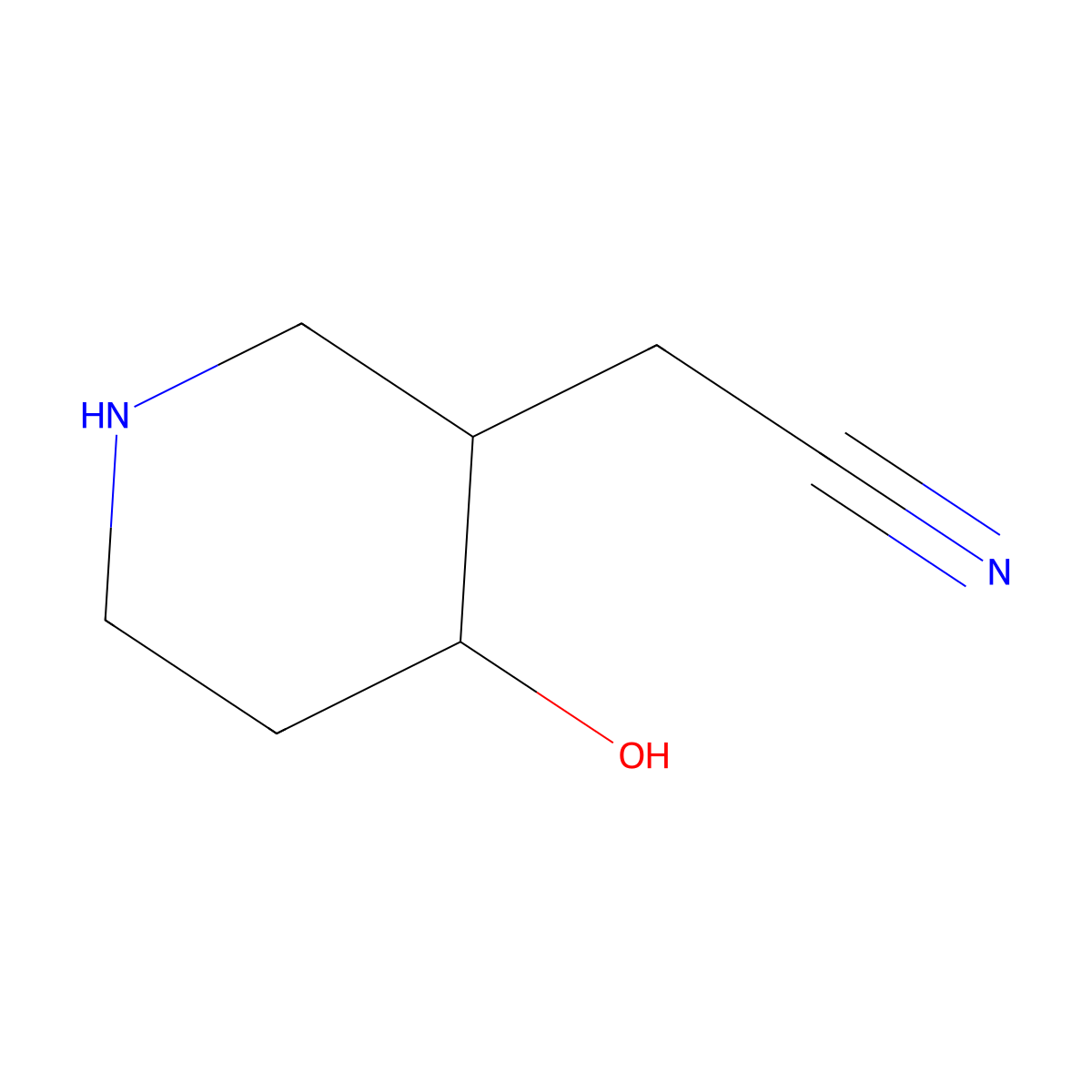 rac-2-[(3R,4R)-4-hydroxypiperidin-3-yl]acetonitrile molecular structure, CAS 1904091-84-4