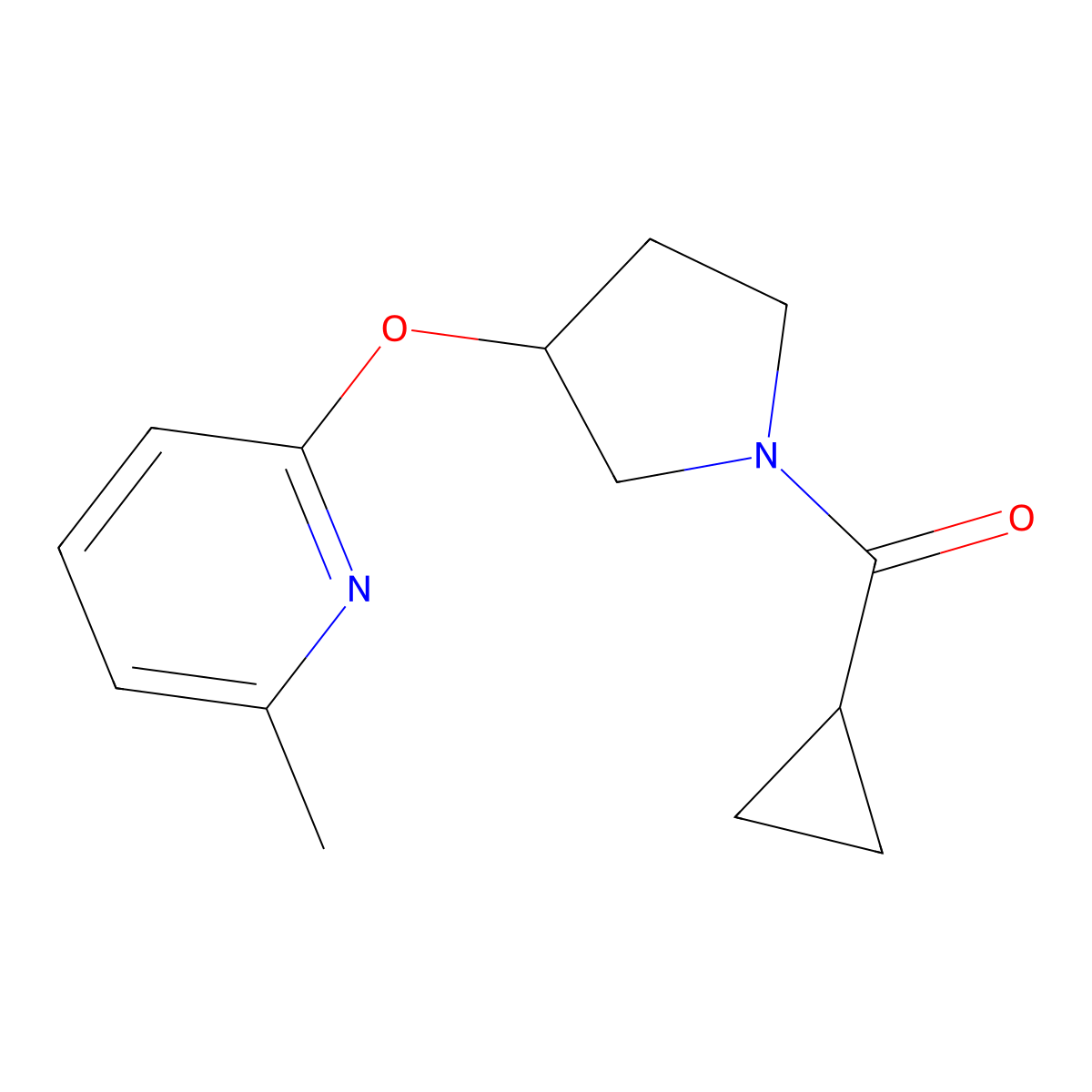 Cyclopropyl(3-((6-methylpyridin-2-yl)oxy)pyrrolidin-1-yl)methanone molecular structure, CAS 1904092-31-4
