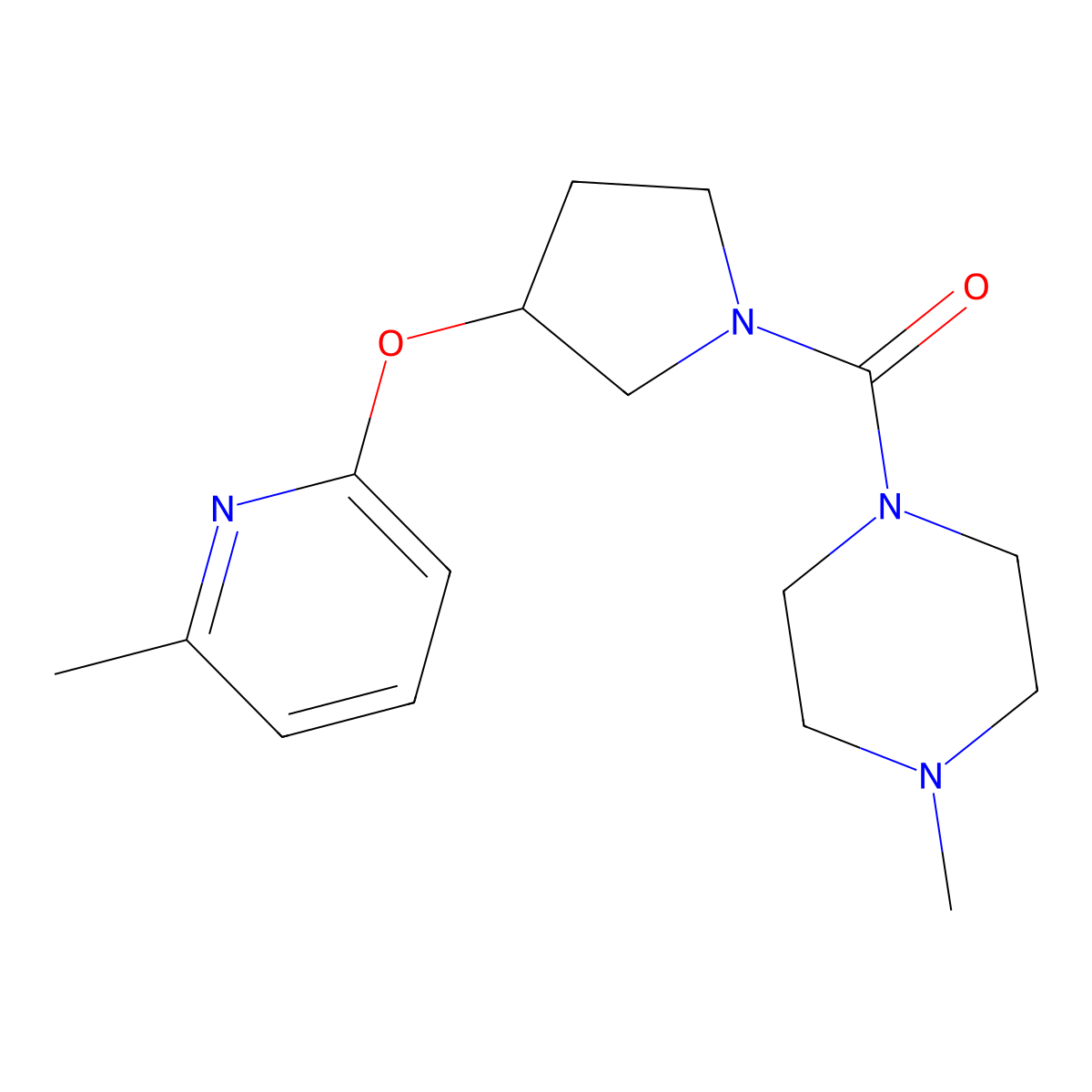 (4-Methylpiperazin-1-yl)(3-((6-methylpyridin-2-yl)oxy)pyrrolidin-1-yl)methanone molecular structure, CAS 1904093-94-2