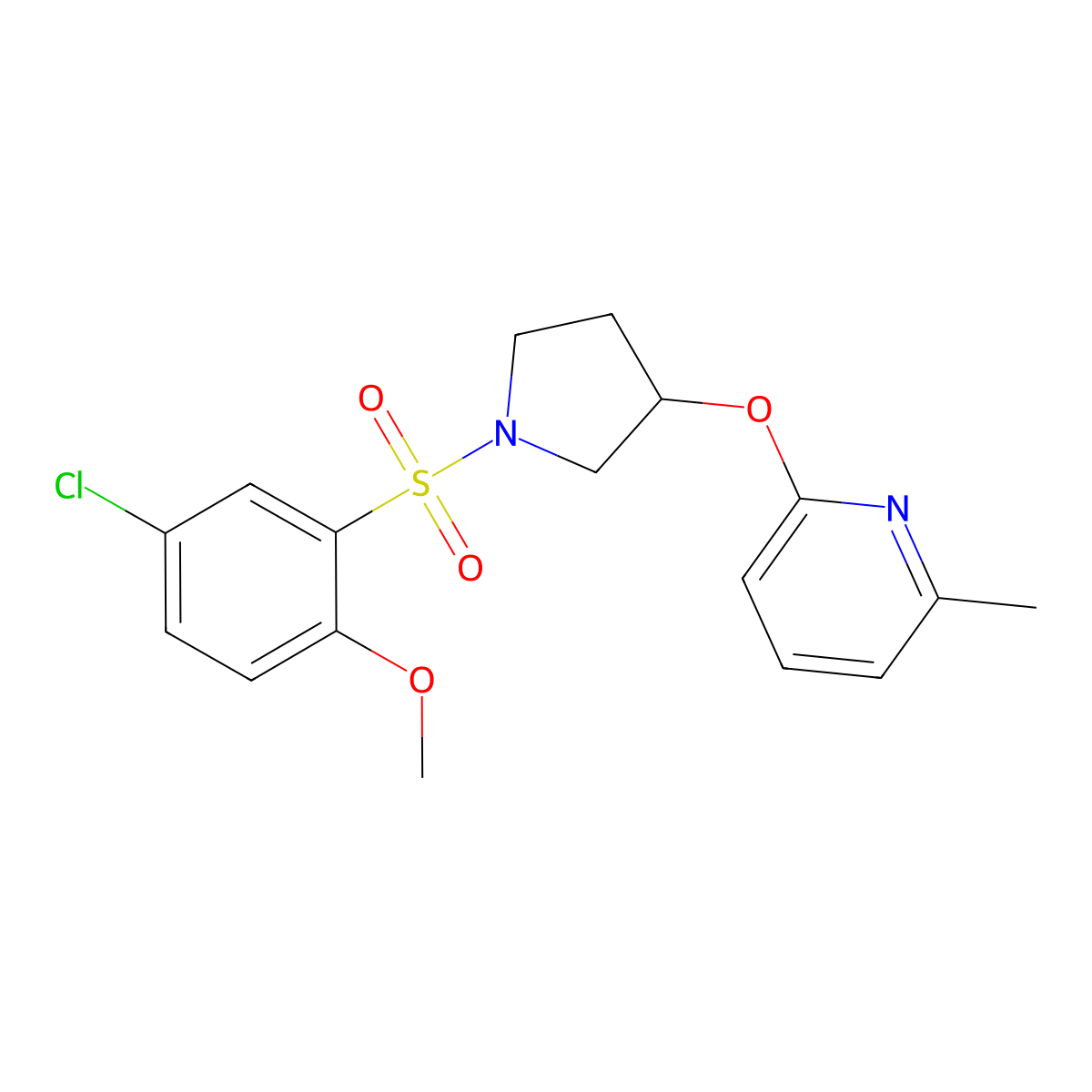 2-((1-((5-Chloro-2-methoxyphenyl)sulfonyl)pyrrolidin-3-yl)oxy)-6-methylpyridine molecular structure, CAS 1904095-01-7