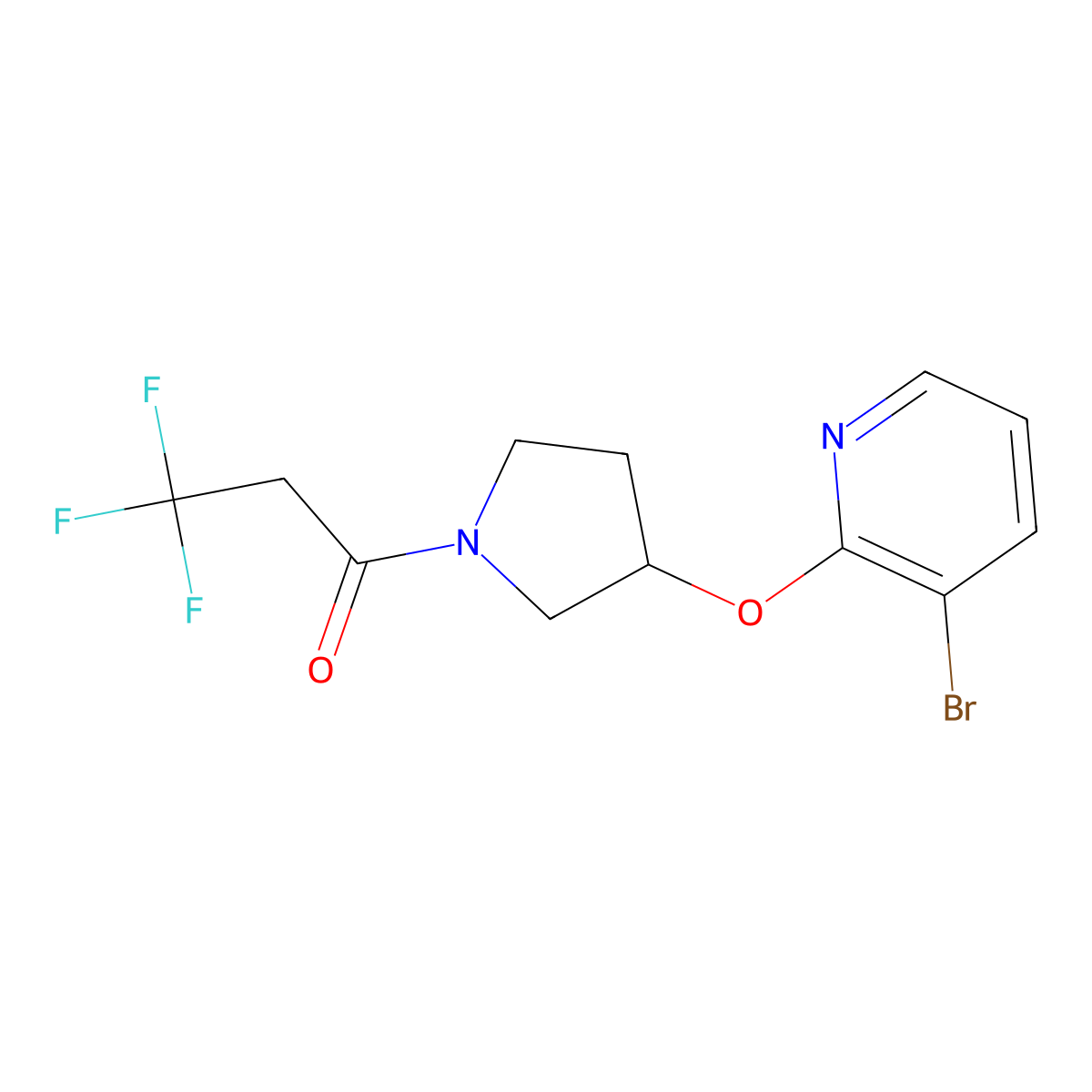 1-{3-[(3-Bromopyridin-2-yl)oxy]pyrrolidin-1-yl}-3,3,3-trifluoropropan-1-one molecular structure, CAS 1904096-47-4