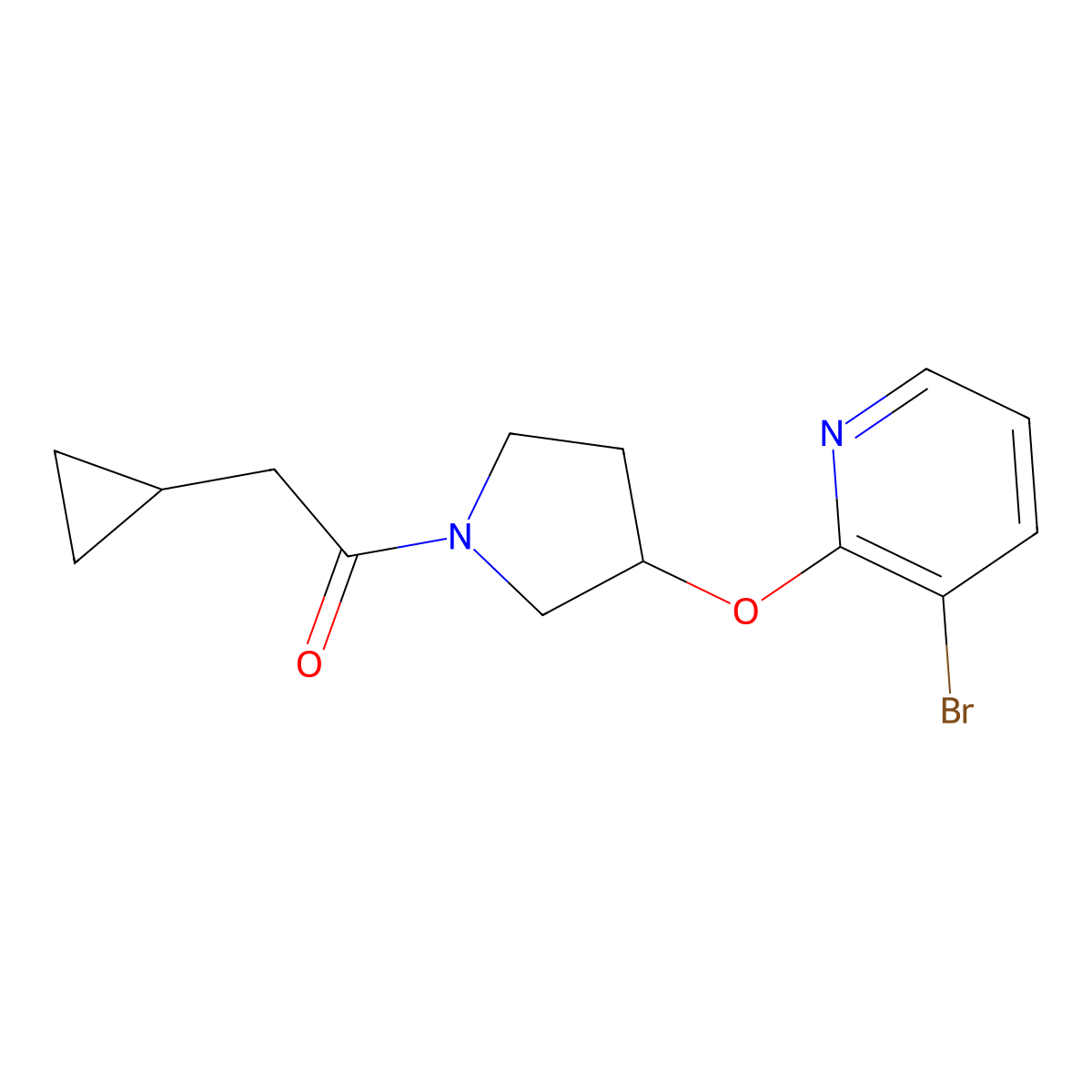 1-(3-((3-Bromopyridin-2-yl)oxy)pyrrolidin-1-yl)-2-cyclopropylethanone molecular structure, CAS 1904096-68-9