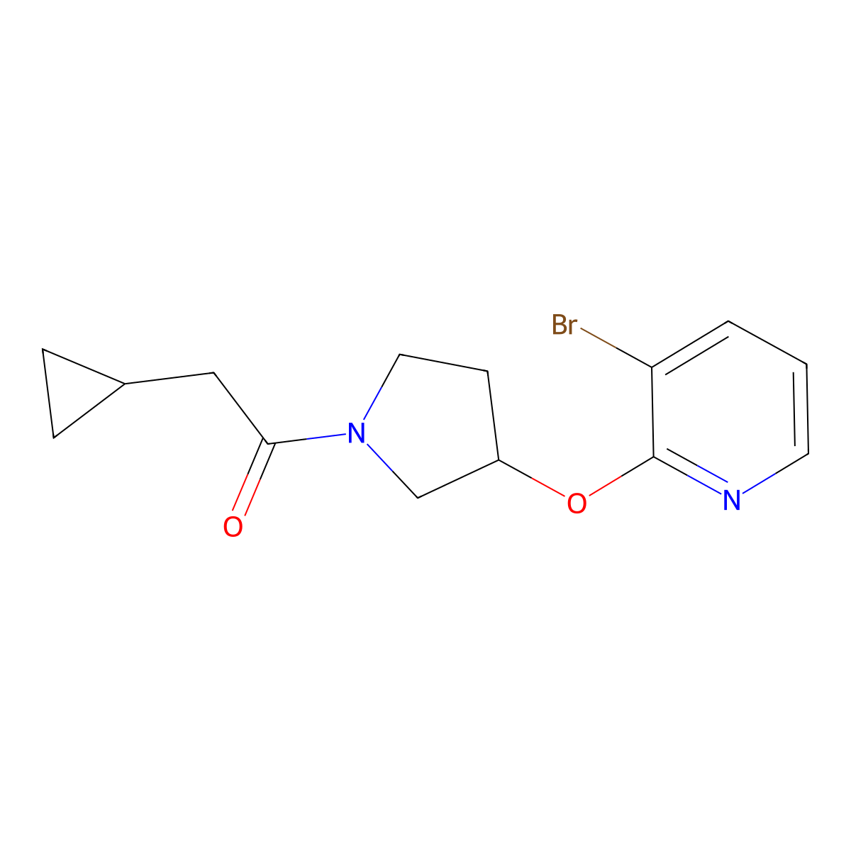 1-(3-((3-Bromopyridin-2-yl)oxy)pyrrolidin-1-yl)-2-cyclopropylethanone molecular structure, CAS 1904096-68-9