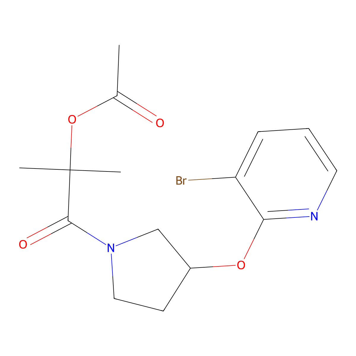 1-(3-((3-Bromopyridin-2-yl)oxy)pyrrolidin-1-yl)-2-methyl-1-oxopropan-2-yl acetate molecular structure, CAS 1904096-84-9