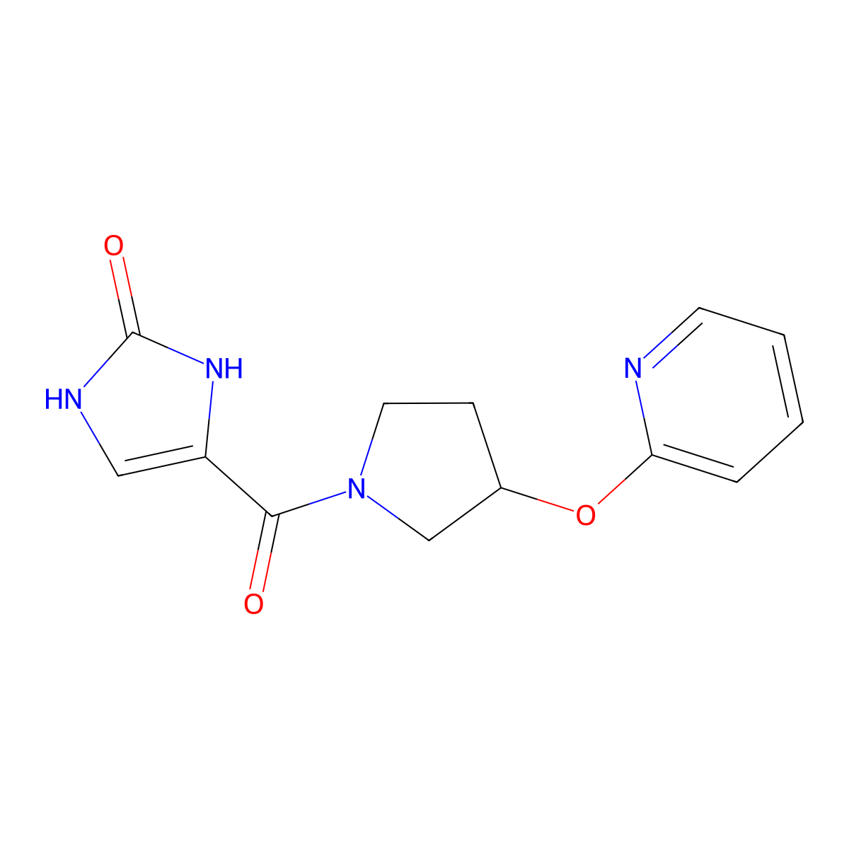 4-(3-(pyridin-2-yloxy)pyrrolidine-1-carbonyl)-1H-imidazol-2(3H)-one molecular structure, CAS 1904097-77-3