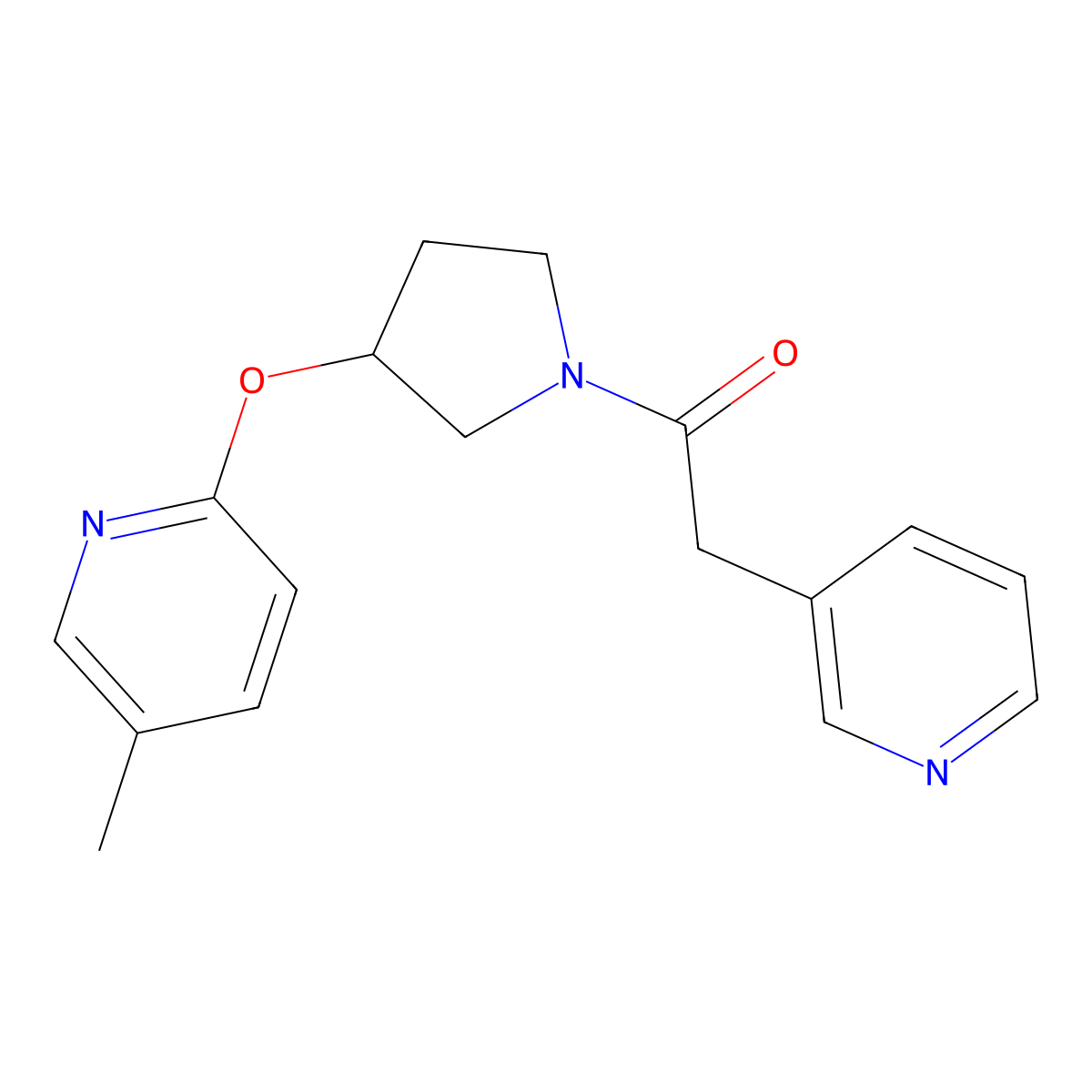 1-(3-((5-Methylpyridin-2-yl)oxy)pyrrolidin-1-yl)-2-(pyridin-3-yl)ethanone molecular structure, CAS 1904098-18-5
