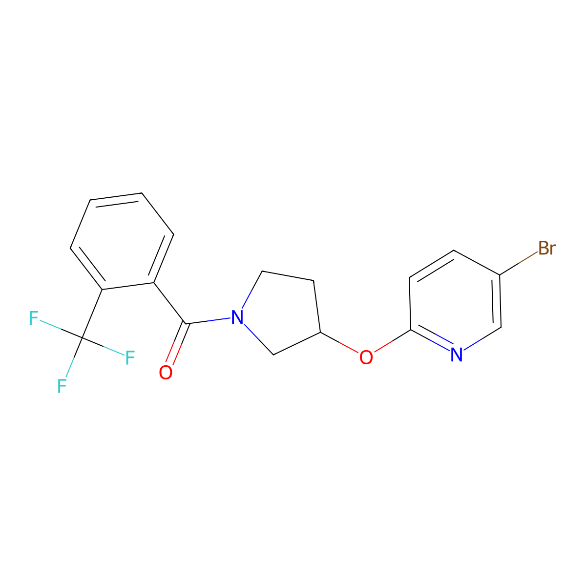 5-Bromo-2-({1-[2-(trifluoromethyl)benzoyl]pyrrolidin-3-yl}oxy)pyridine molecular structure, CAS 1904098-19-6