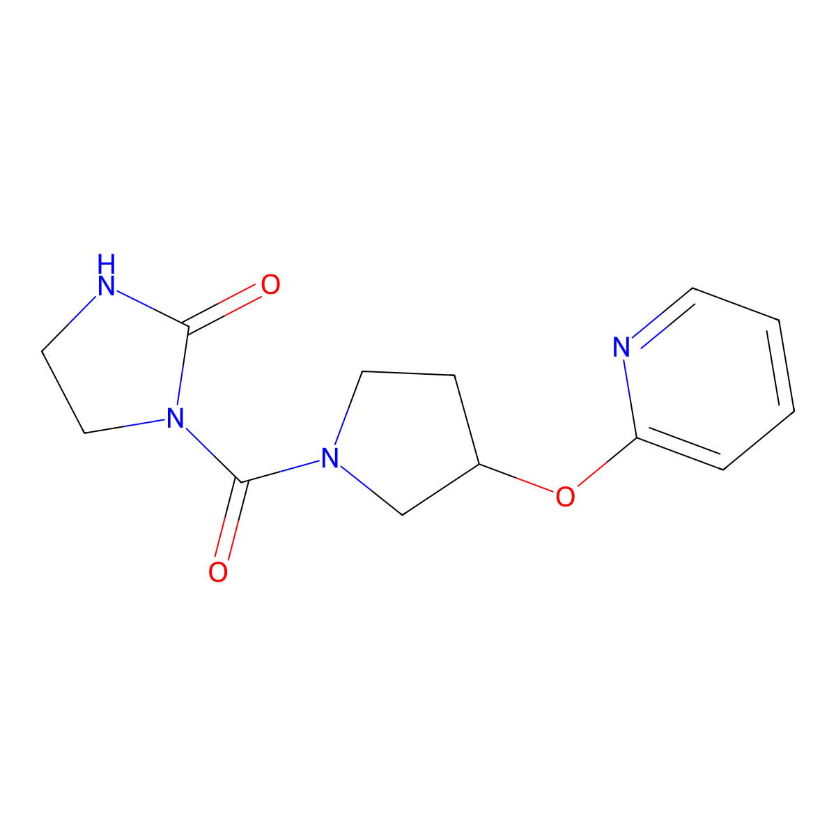1-[3-(Pyridin-2-yloxy)pyrrolidine-1-carbonyl]imidazolidin-2-one molecular structure, CAS 1904098-37-8