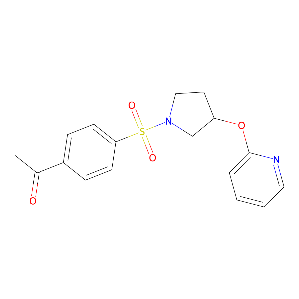 1-(4-((3-(Pyridin-2-yloxy)pyrrolidin-1-yl)sulfonyl)phenyl)ethanone molecular structure, CAS 1904098-52-7