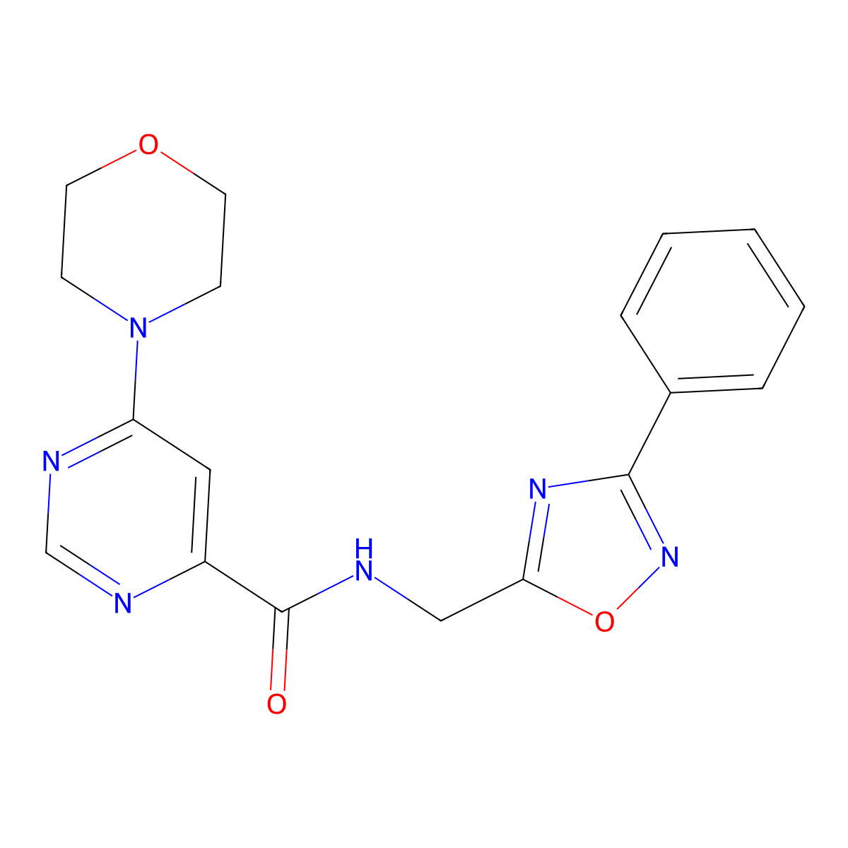 6-morpholino-N-((3-phenyl-1,2,4-oxadiazol-5-yl)methyl)pyrimidine-4-carboxamide molecular structure, CAS 1904105-52-7