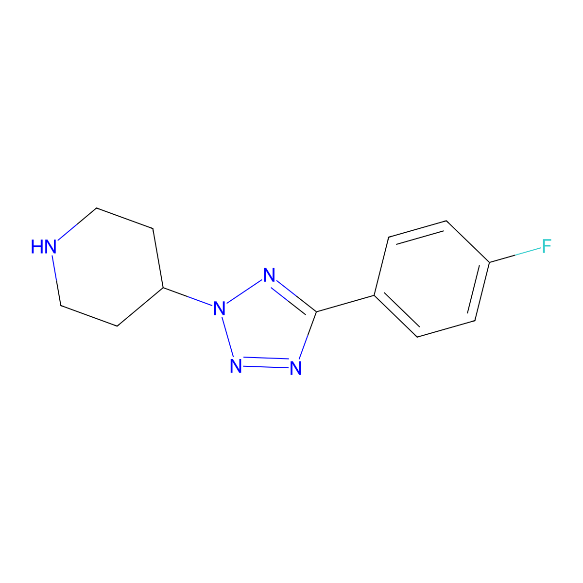 4-(5-(4-fluorophenyl)-2H-tetrazol-2-yl)piperidine molecular structure, CAS 1904109-14-3