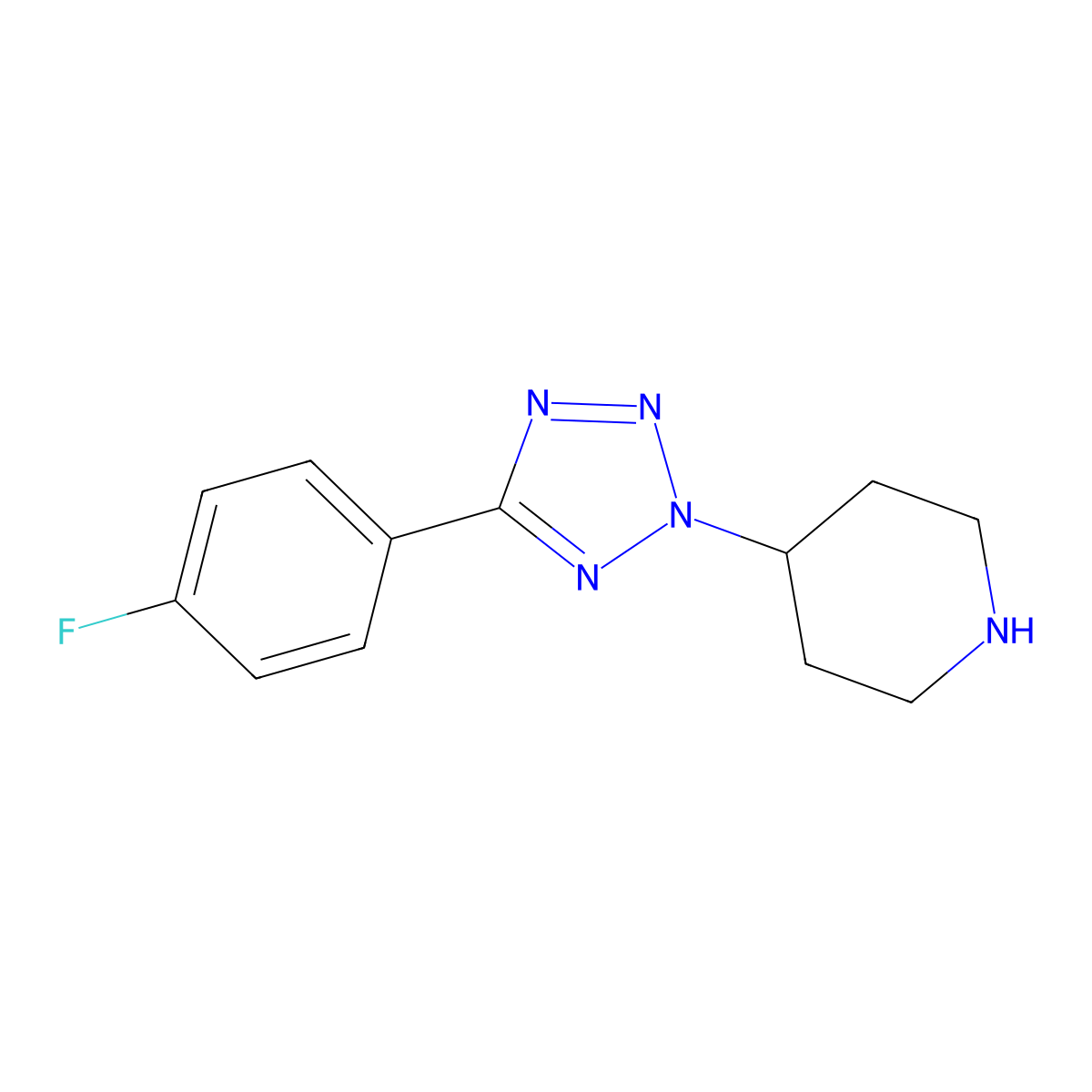 4-(5-(4-fluorophenyl)-2H-tetrazol-2-yl)piperidine molecular structure, CAS 1904109-14-3