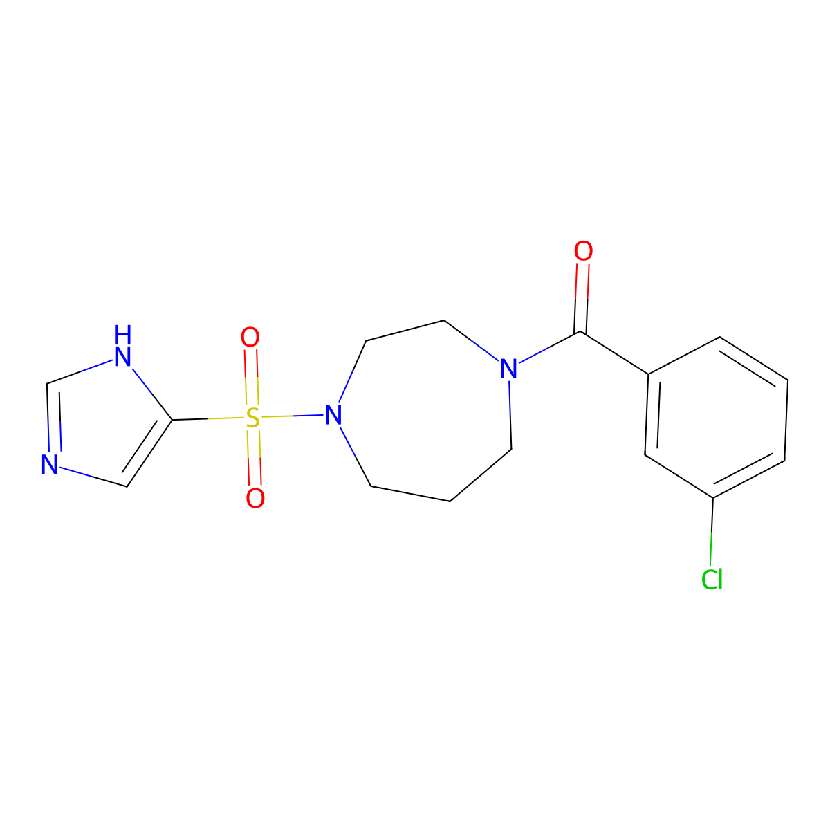 (4-((1H-imidazol-4-yl)sulfonyl)-1,4-diazepan-1-yl)(3-chlorophenyl)methanone molecular structure, CAS 1904111-15-4