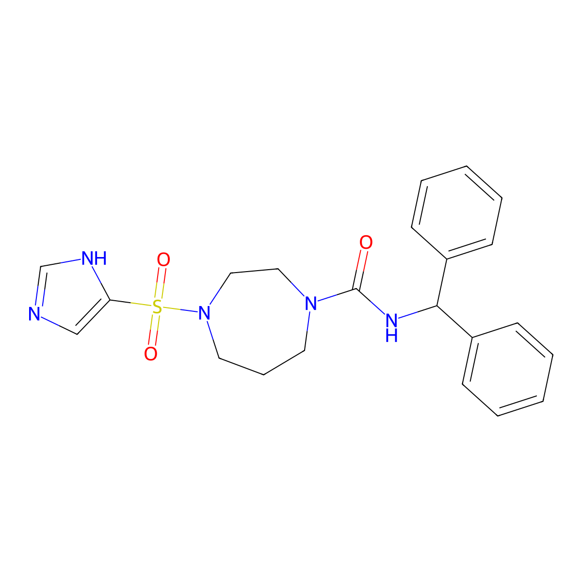 N-(diphenylmethyl)-4-(1H-imidazole-4-sulfonyl)-1,4-diazepane-1-carboxamide molecular structure, CAS 1904111-62-1