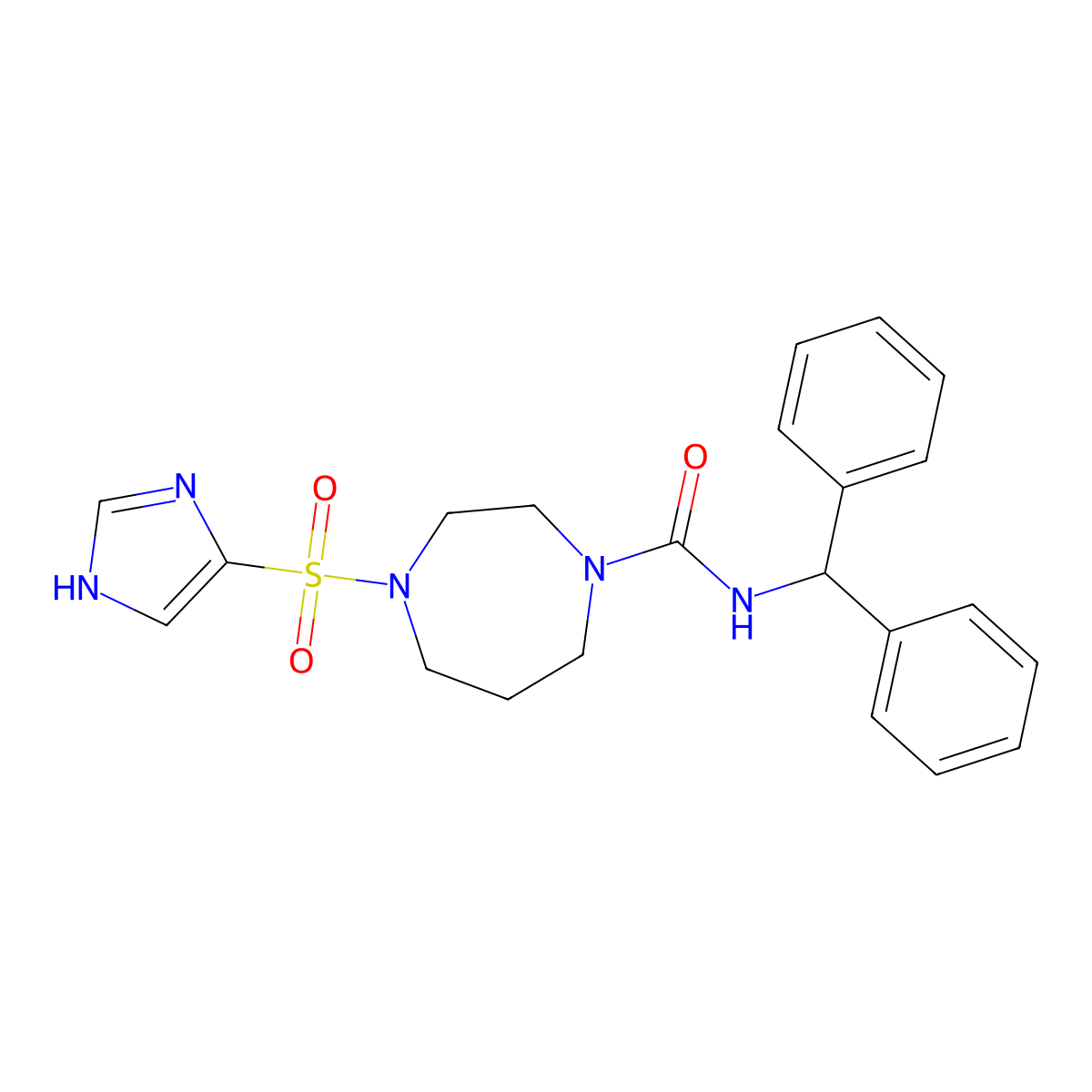 N-(diphenylmethyl)-4-(1H-imidazole-4-sulfonyl)-1,4-diazepane-1-carboxamide molecular structure, CAS 1904111-62-1