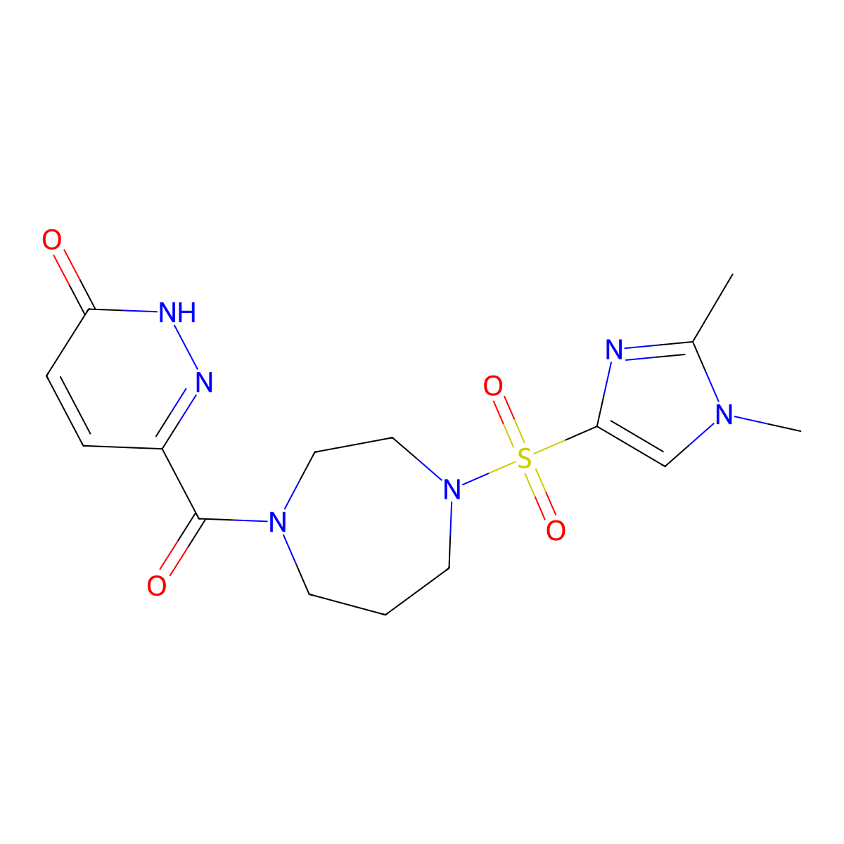 6-(4-((1,2-dimethyl-1H-imidazol-4-yl)sulfonyl)-1,4-diazepane-1-carbonyl)pyridazin-3(2H)-one molecular structure, CAS 1904112-53-3