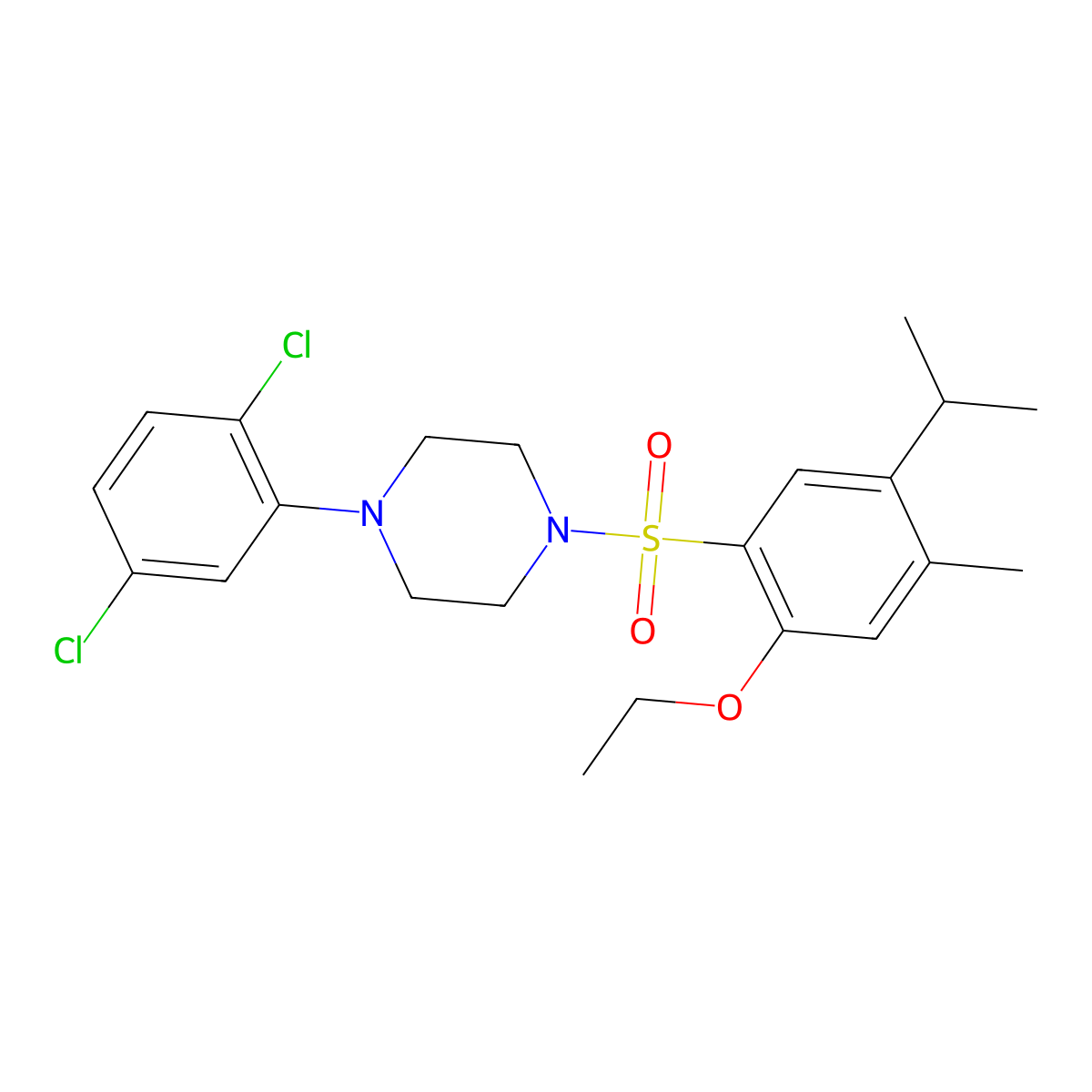 1-(2,5-Dichlorophenyl)-4-[2-ethoxy-4-methyl-5-(propan-2-yl)benzenesulfonyl]piperazine molecular structure, CAS 1904123-32-5