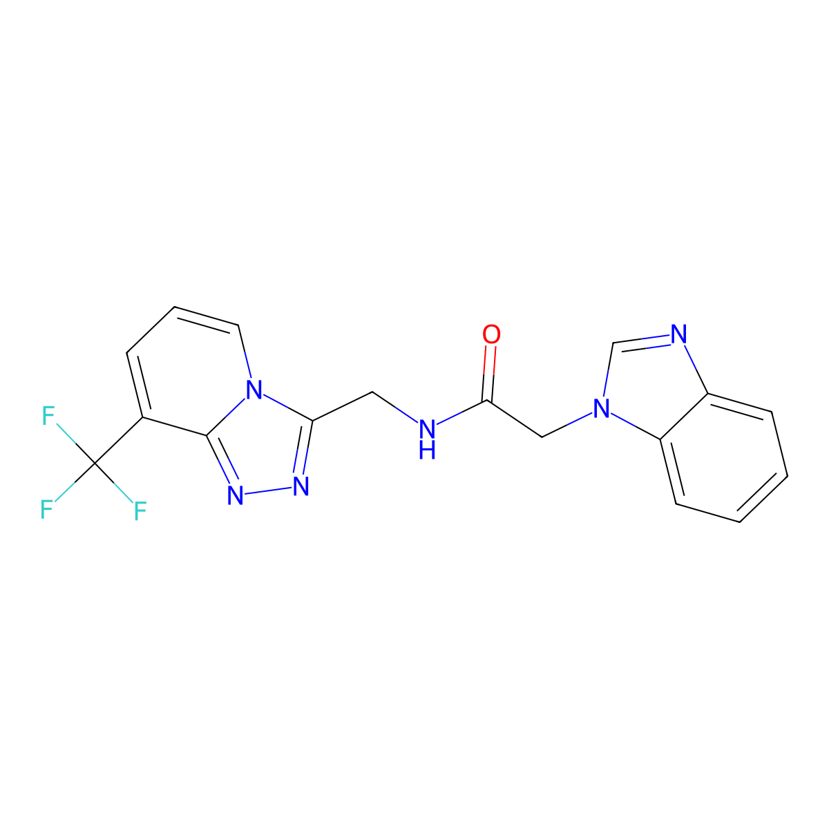 2-(1H-benzo[d]imidazol-1-yl)-N-((8-(trifluoromethyl)-[1,2,4]triazolo[4,3-a]pyridin-3-yl)methyl)acetamide molecular structure, CAS 1904125-35-4
