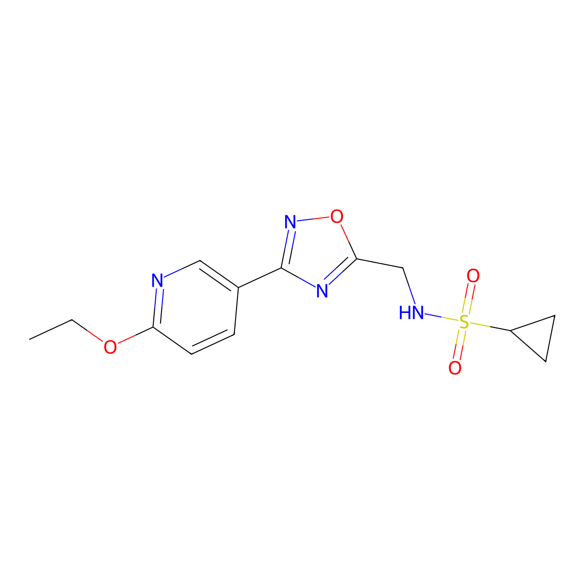 N-{[3-(6-ethoxypyridin-3-yl)-1,2,4-oxadiazol-5-yl]methyl}cyclopropanesulfonamide molecular structure, CAS 1904126-39-1