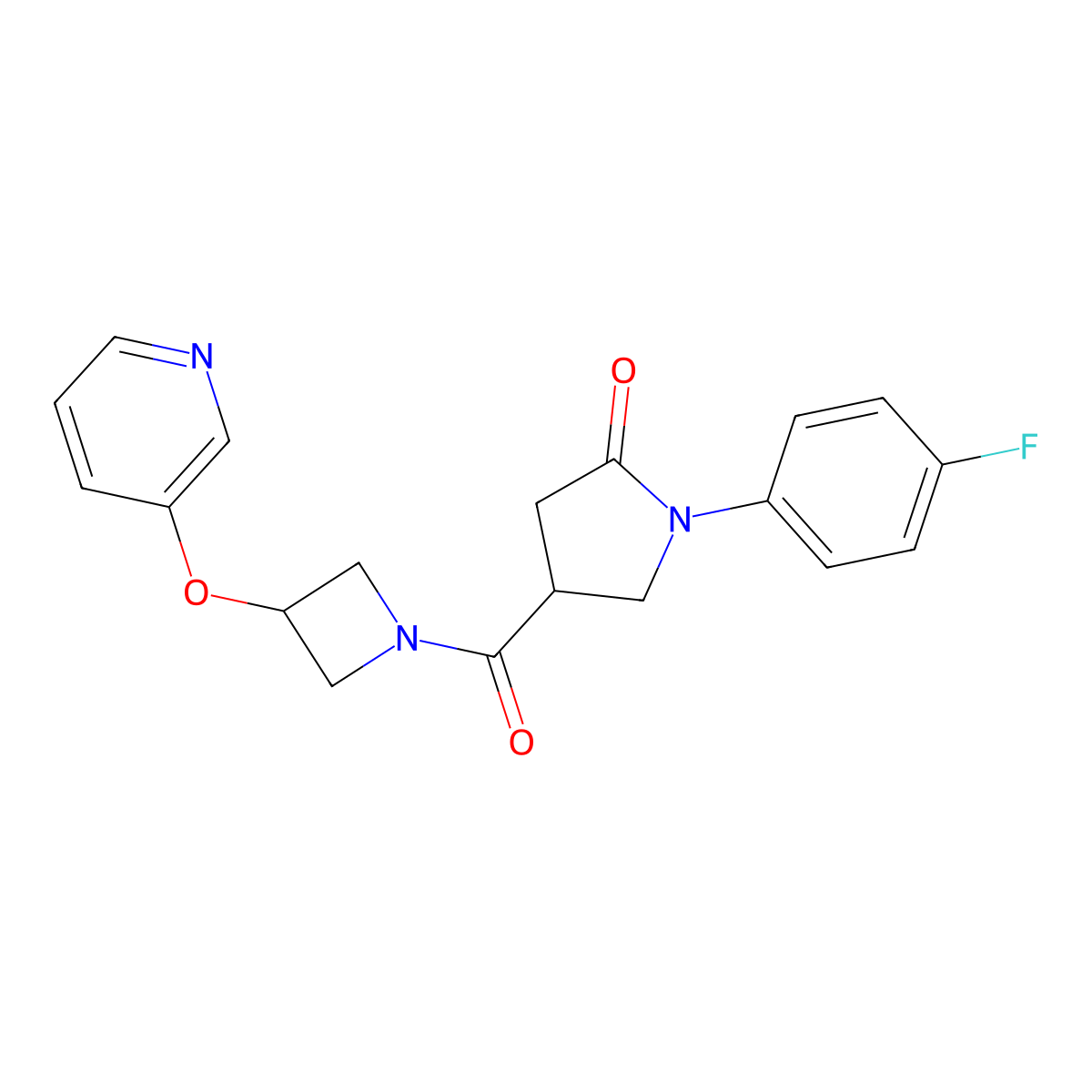 1-(4-Fluorophenyl)-4-(3-(pyridin-3-yloxy)azetidine-1-carbonyl)pyrrolidin-2-one molecular structure, CAS 1904127-02-1