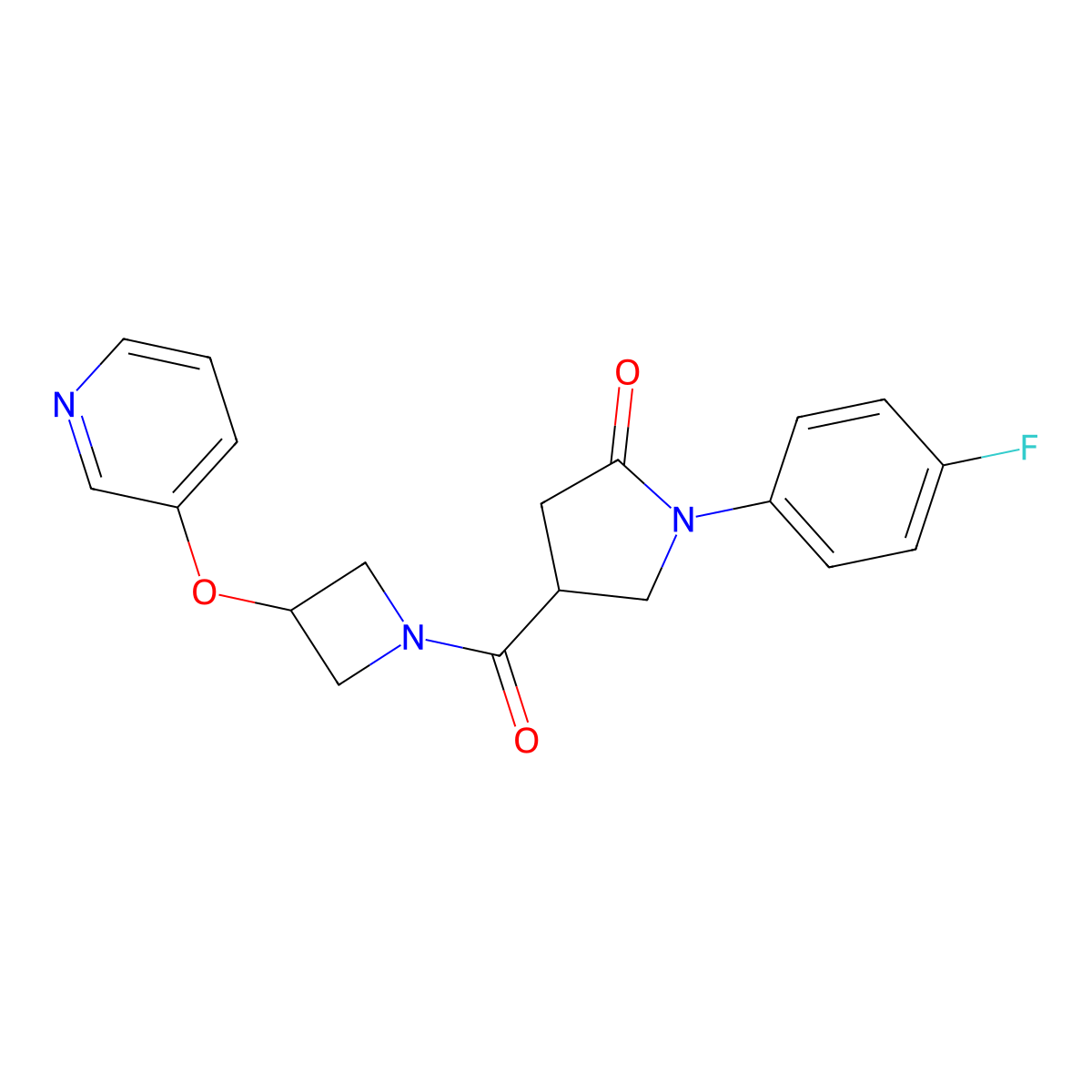 1-(4-Fluorophenyl)-4-(3-(pyridin-3-yloxy)azetidine-1-carbonyl)pyrrolidin-2-one molecular structure, CAS 1904127-02-1
