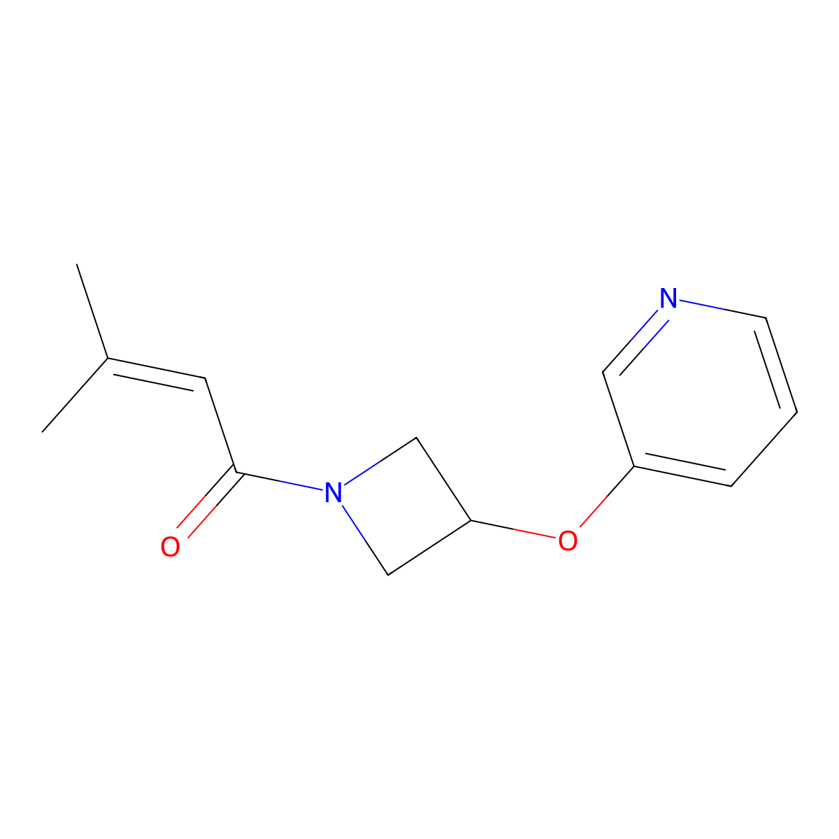 3-Methyl-1-(3-(pyridin-3-yloxy)azetidin-1-yl)but-2-en-1-one molecular structure, CAS 1904127-61-2