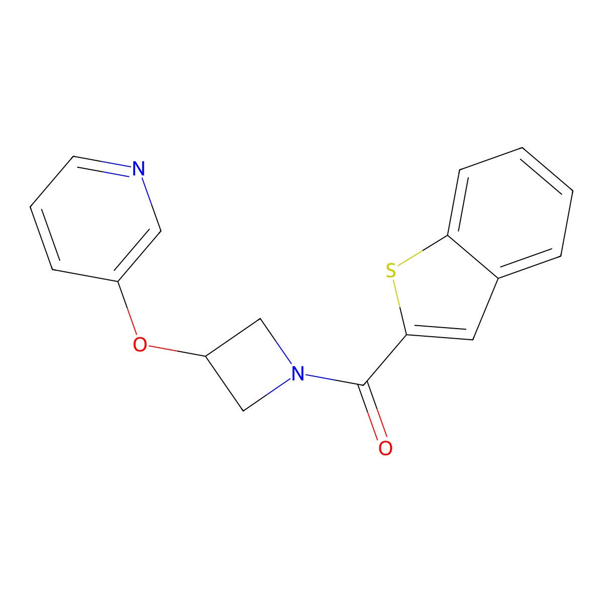 Benzo[b]thiophen-2-yl(3-(pyridin-3-yloxy)azetidin-1-yl)methanone molecular structure, CAS 1904128-00-2