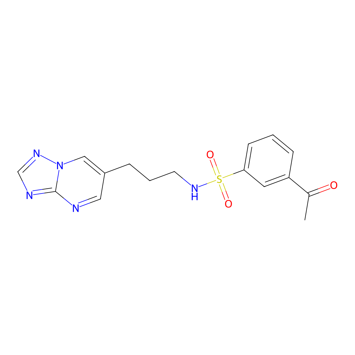 N-(3-([1,2,4]triazolo[1,5-a]pyrimidin-6-yl)propyl)-3-acetylbenzenesulfonamide molecular structure, CAS 1904129-23-2