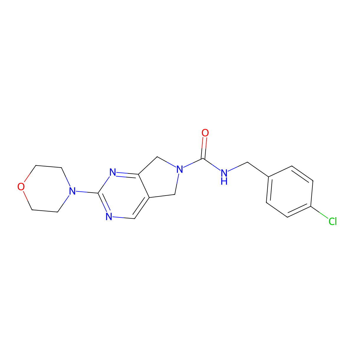 N-[(4-chlorophenyl)methyl]-2-(morpholin-4-yl)-5H,6H,7H-pyrrolo[3,4-d]pyrimidine-6-carboxamide molecular structure, CAS 1904130-70-6