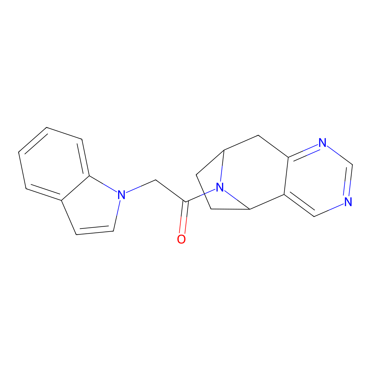 2-(1H-indol-1-yl)-1-{4,6,12-triazatricyclo[7.2.1.0^{2,7}]dodeca-2(7),3,5-trien-12-yl}ethan-1-one molecular structure, CAS 1904132-76-8