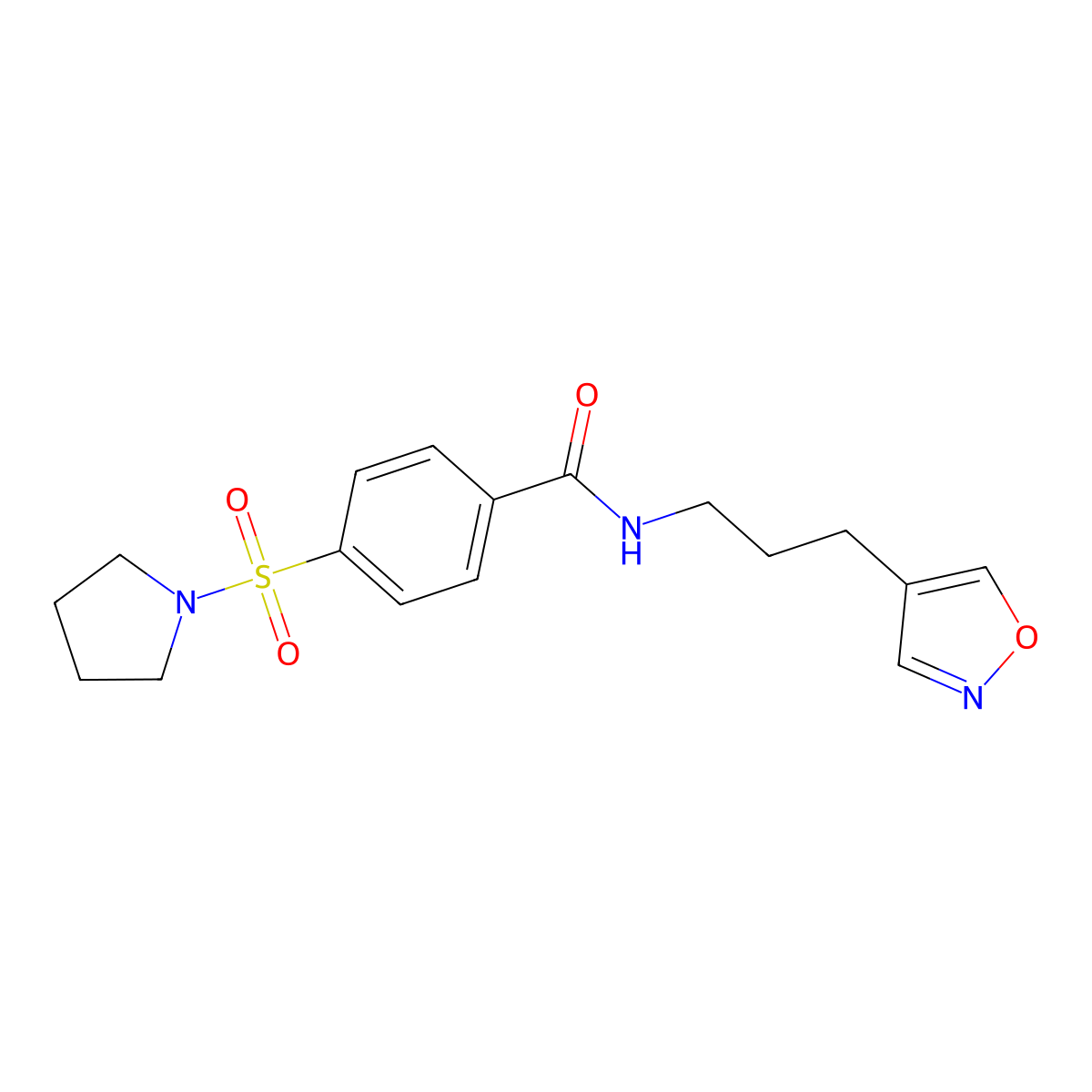 N-(3-(isoxazol-4-yl)propyl)-4-(pyrrolidin-1-ylsulfonyl)benzamide molecular structure, CAS 1904132-79-1