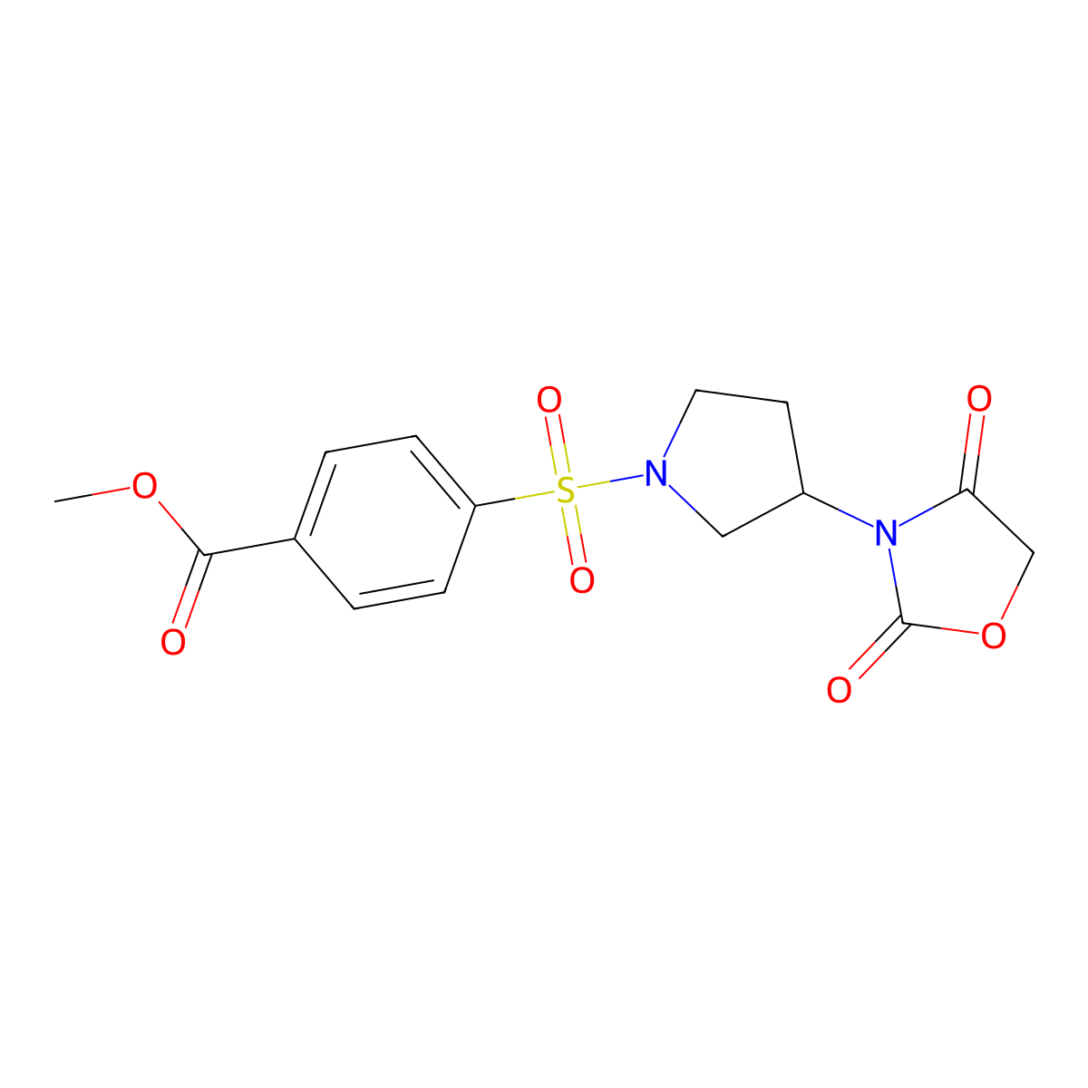 Methyl 4-((3-(2,4-dioxooxazolidin-3-yl)pyrrolidin-1-yl)sulfonyl)benzoate molecular structure, CAS 1904133-86-3