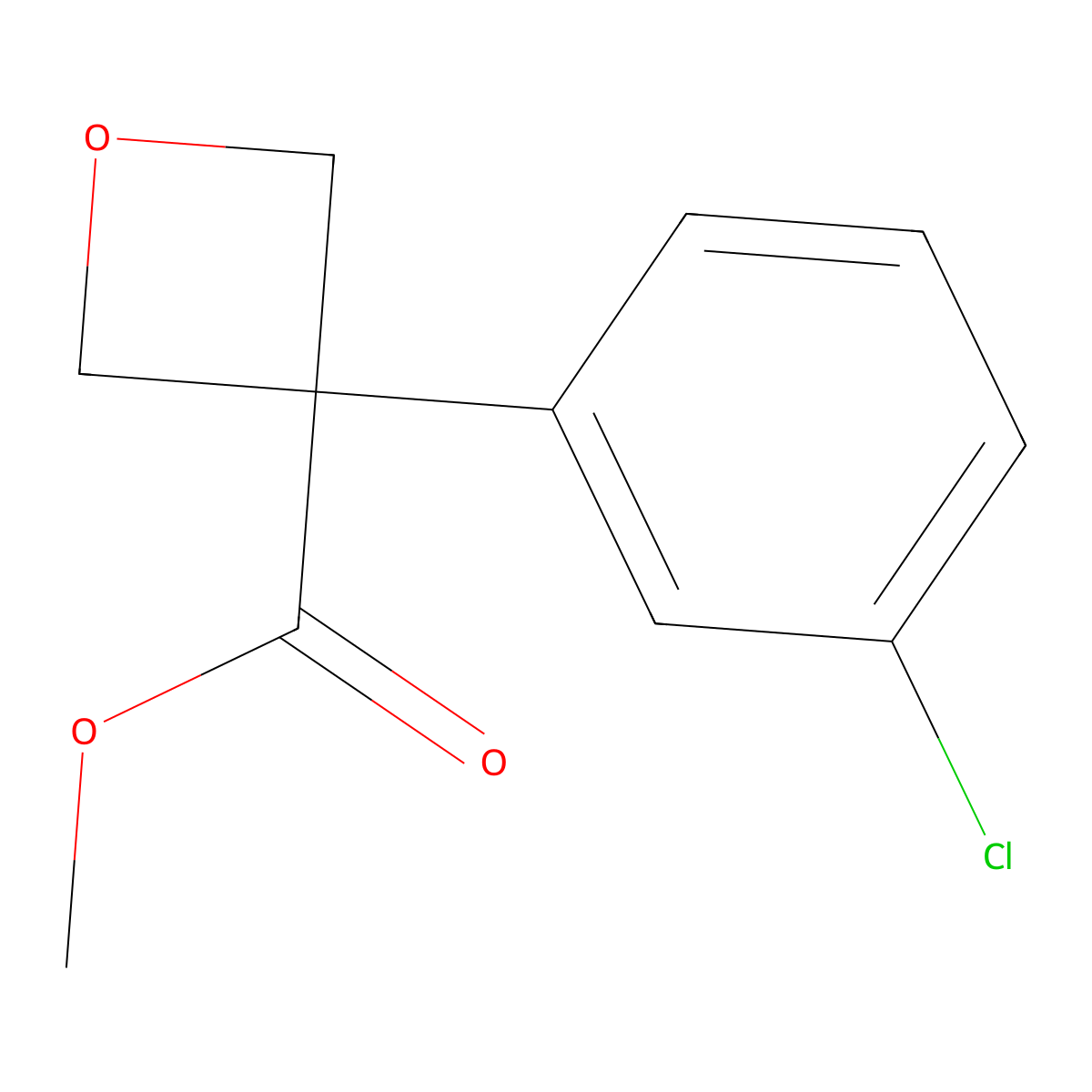 Methyl 3-(3-chlorophenyl)oxetane-3-carboxylate molecular structure, CAS 1904135-62-1