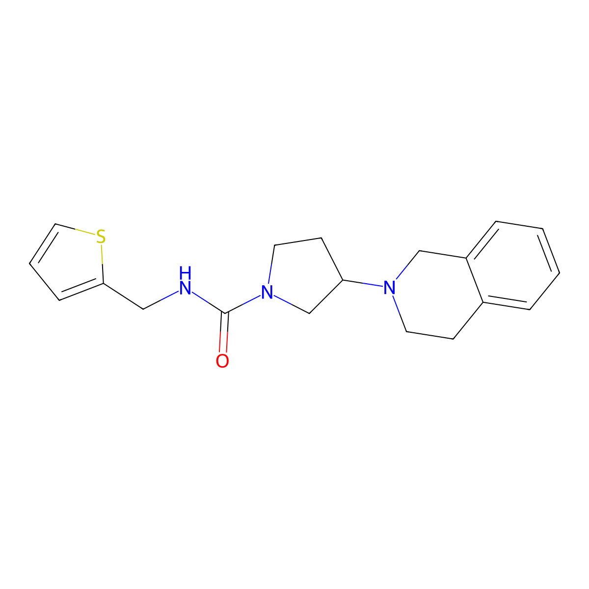 3-(3,4-dihydroisoquinolin-2(1H)-yl)-N-(thiophen-2-ylmethyl)pyrrolidine-1-carboxamide molecular structure, CAS 1904135-70-1