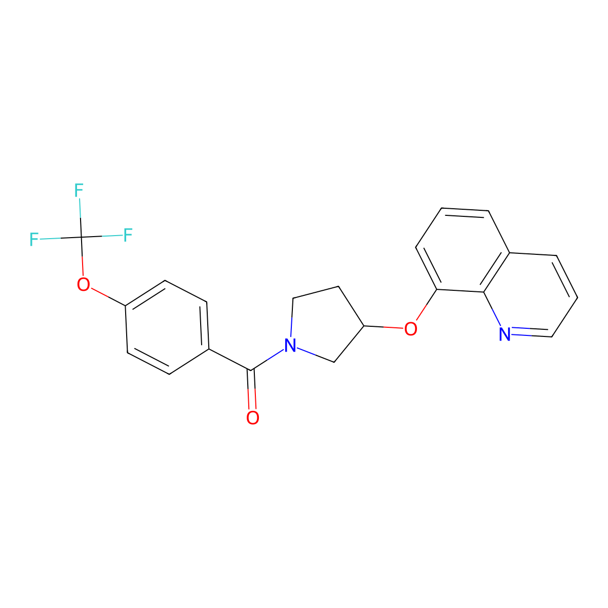 (3-(Quinolin-8-yloxy)pyrrolidin-1-yl)(4-(trifluoromethoxy)phenyl)methanone molecular structure, CAS 1904135-98-3