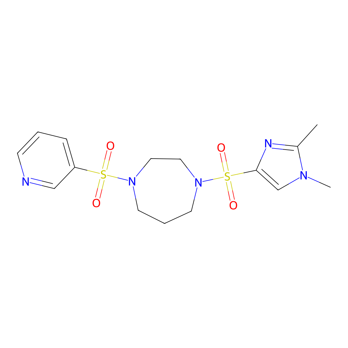 1-((1,2-dimethyl-1H-imidazol-4-yl)sulfonyl)-4-(pyridin-3-ylsulfonyl)-1,4-diazepane molecular structure, CAS 1904145-50-1