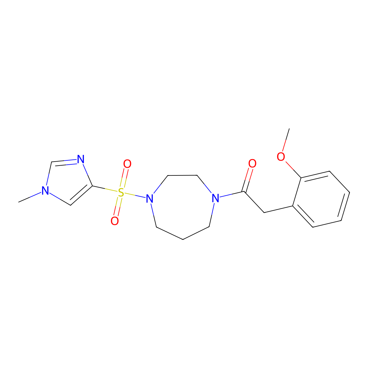 2-(2-methoxyphenyl)-1-(4-((1-methyl-1H-imidazol-4-yl)sulfonyl)-1,4-diazepan-1-yl)ethanone molecular structure, CAS 1904146-33-3