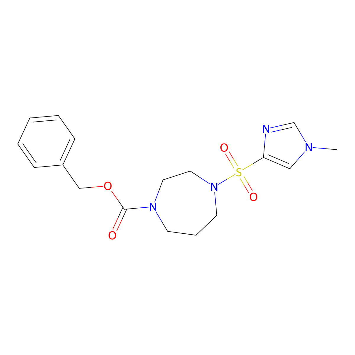 benzyl 4-((1-methyl-1H-imidazol-4-yl)sulfonyl)-1,4-diazepane-1-carboxylate molecular structure, CAS 1904160-39-9