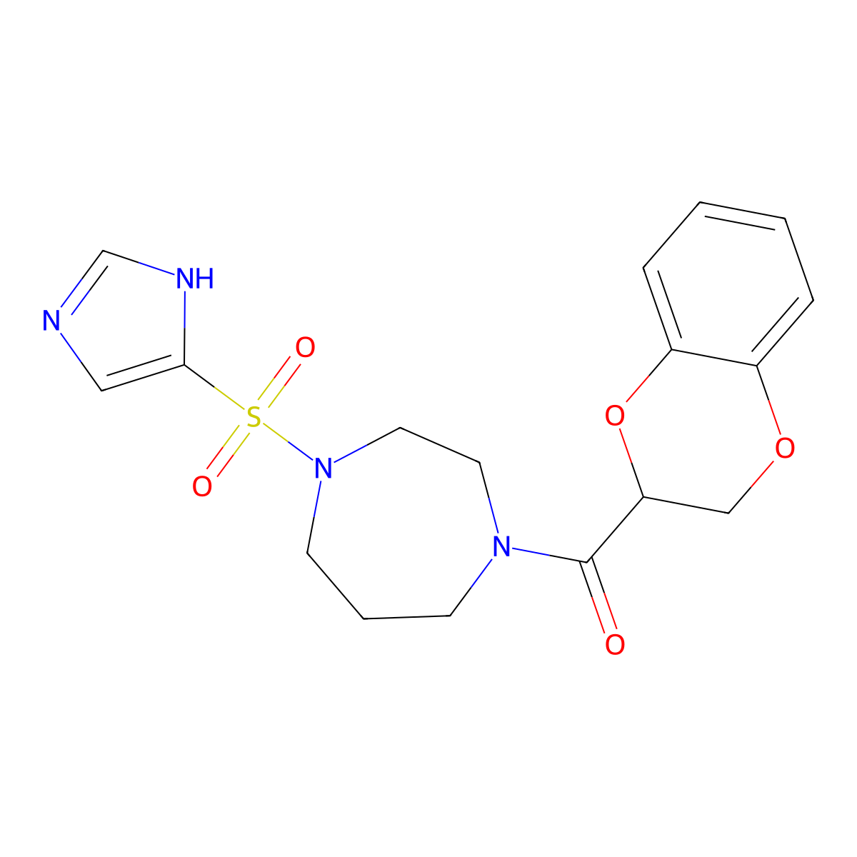 1-(2,3-dihydro-1,4-benzodioxine-2-carbonyl)-4-(1H-imidazole-4-sulfonyl)-1,4-diazepane molecular structure, CAS 1904162-03-3