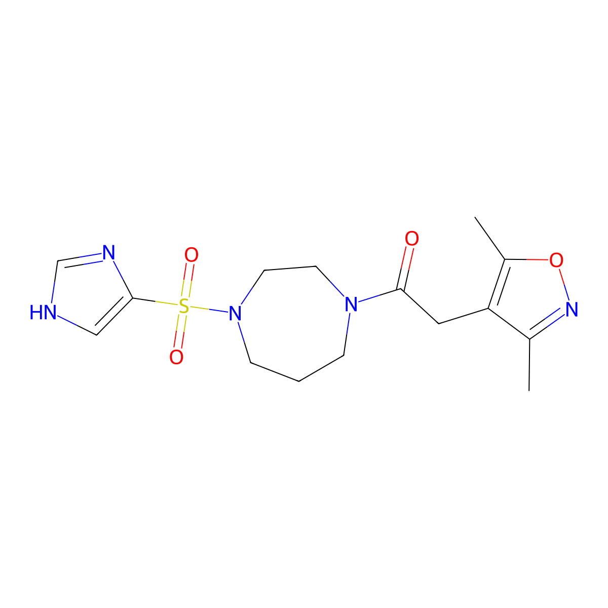 1-(4-((1H-imidazol-4-yl)sulfonyl)-1,4-diazepan-1-yl)-2-(3,5-dimethylisoxazol-4-yl)ethanone molecular structure, CAS 1904162-18-0