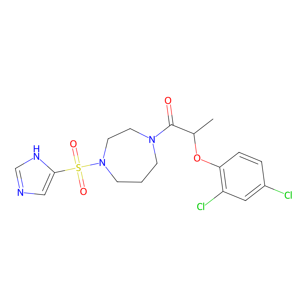 1-(4-((1H-imidazol-4-yl)sulfonyl)-1,4-diazepan-1-yl)-2-(2,4-dichlorophenoxy)propan-1-one molecular structure, CAS 1904162-53-3